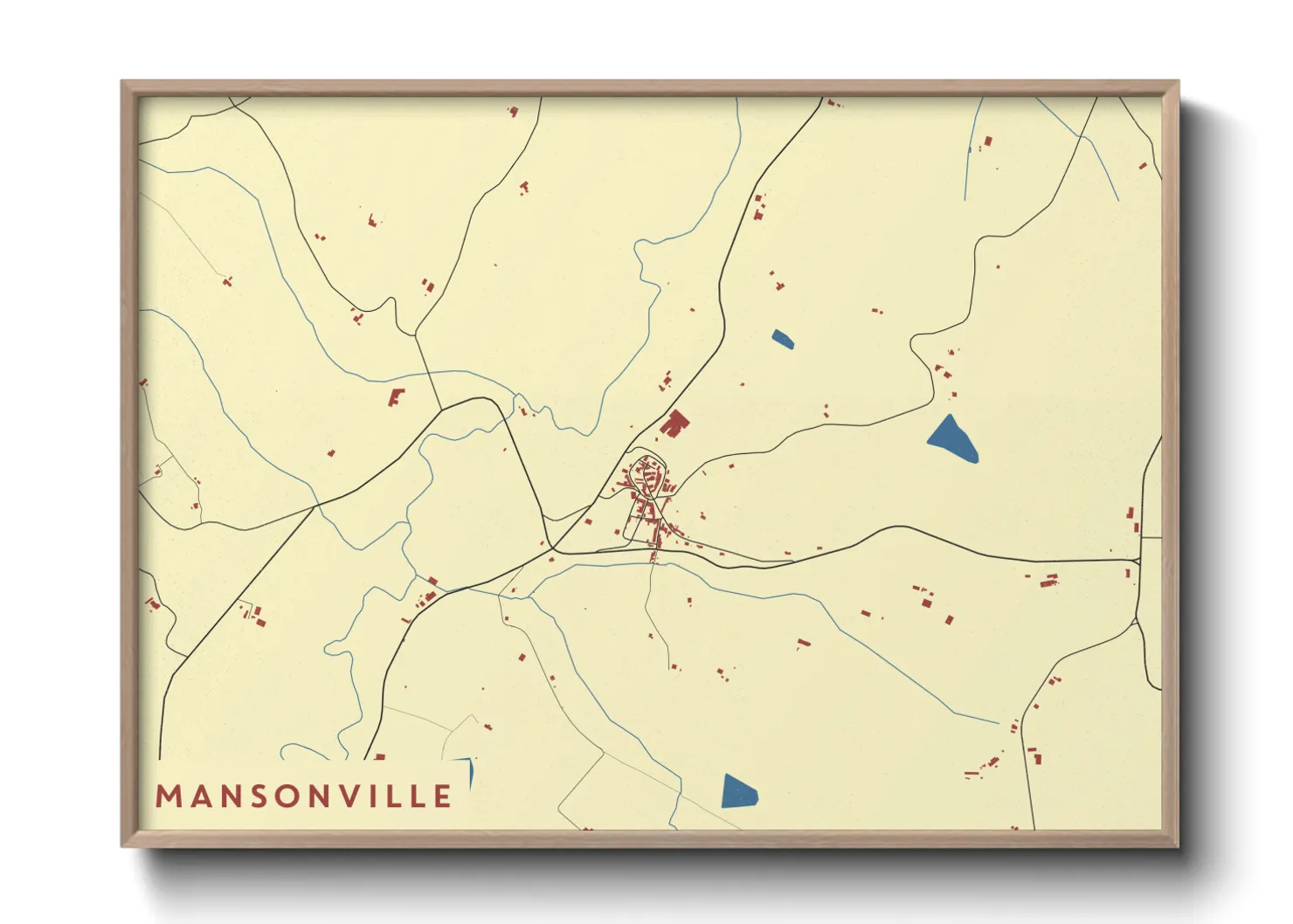 Une affiche de carte sur Mansonville