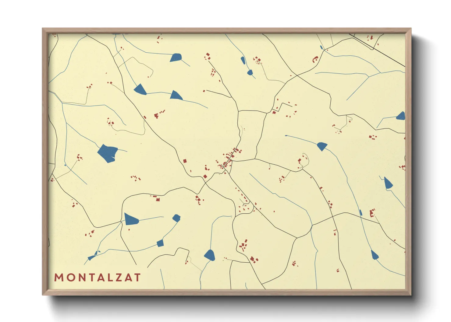 Une affiche de carte sur Montalzat