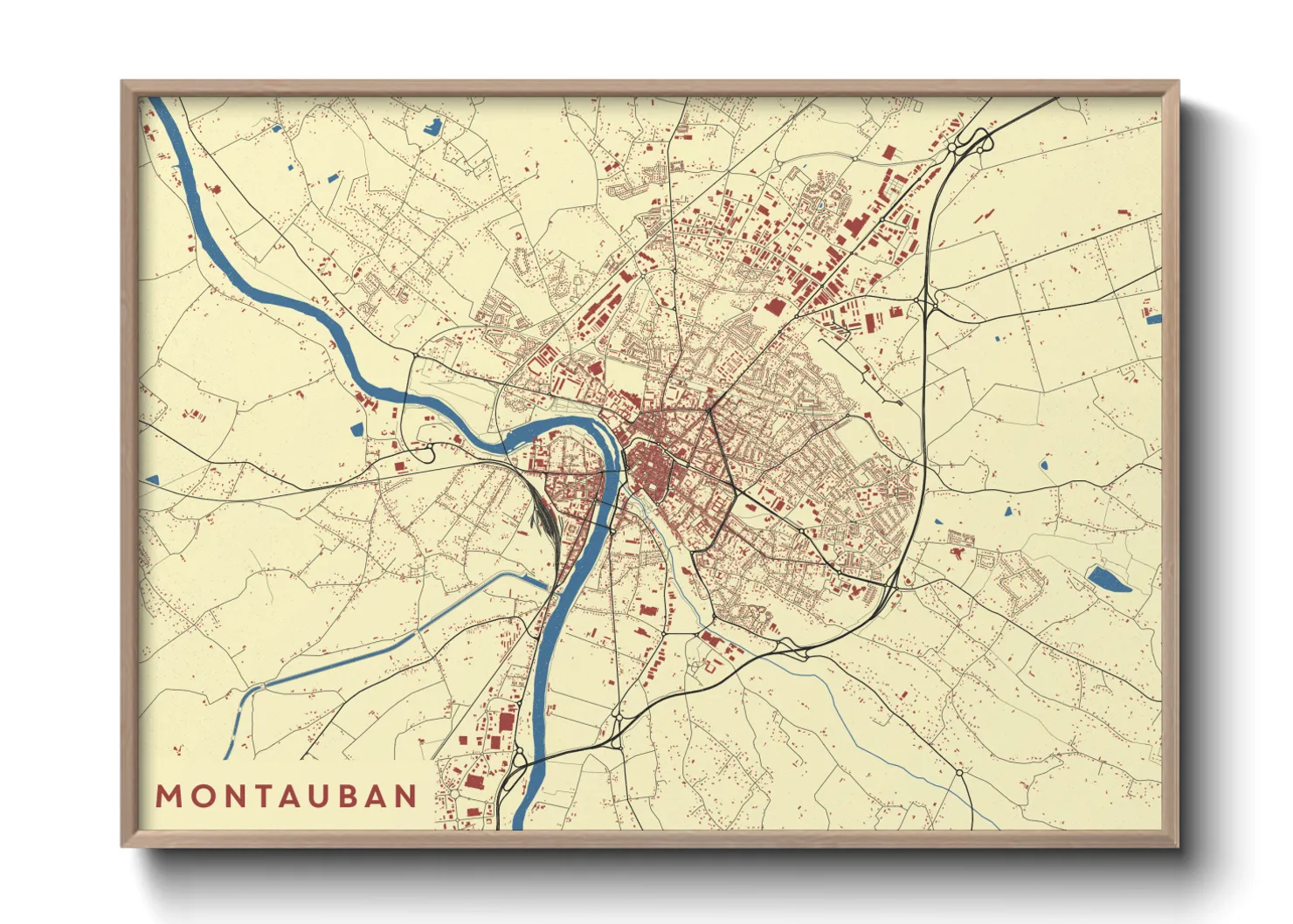 Une affiche de carte sur Montauban