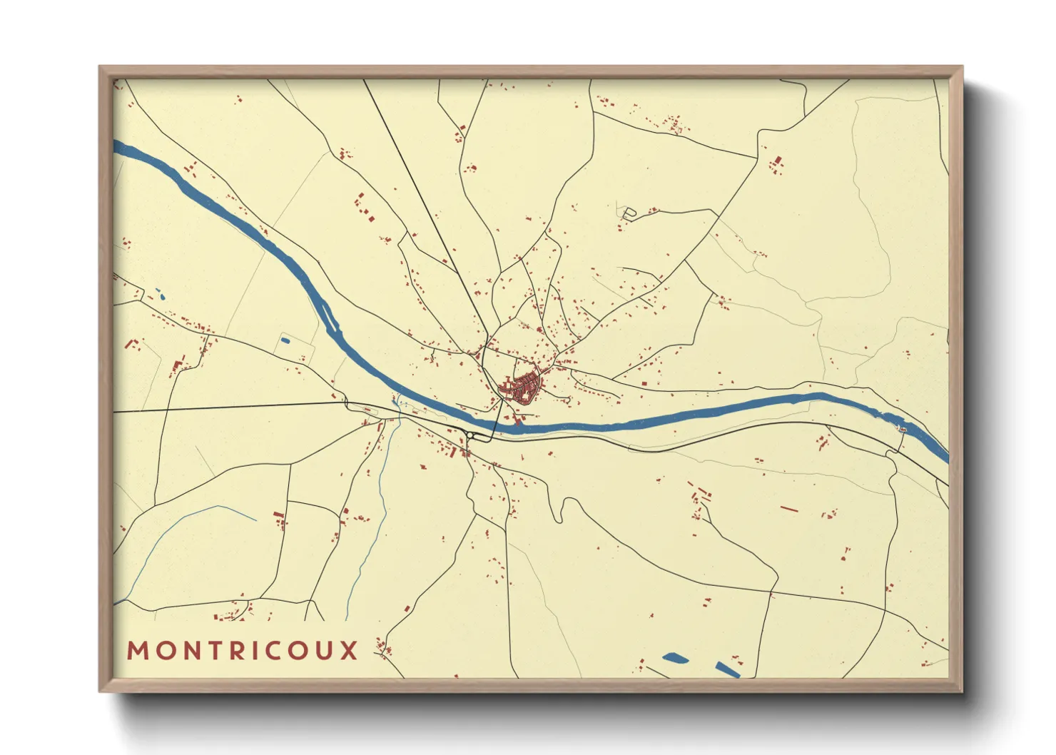 Une affiche de carte sur Montricoux