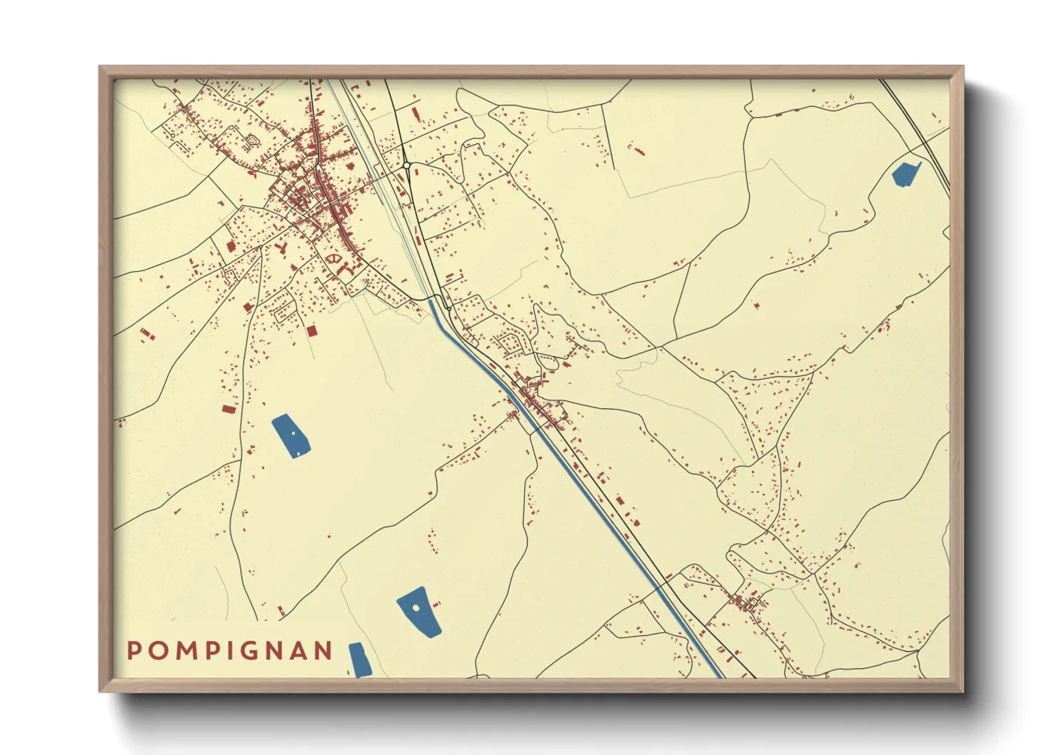Une affiche de carte sur Pompignan