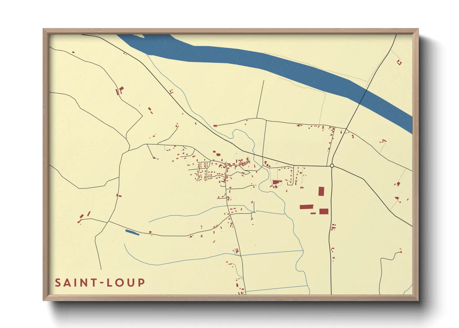 Une affiche de carte sur Saint-Loup