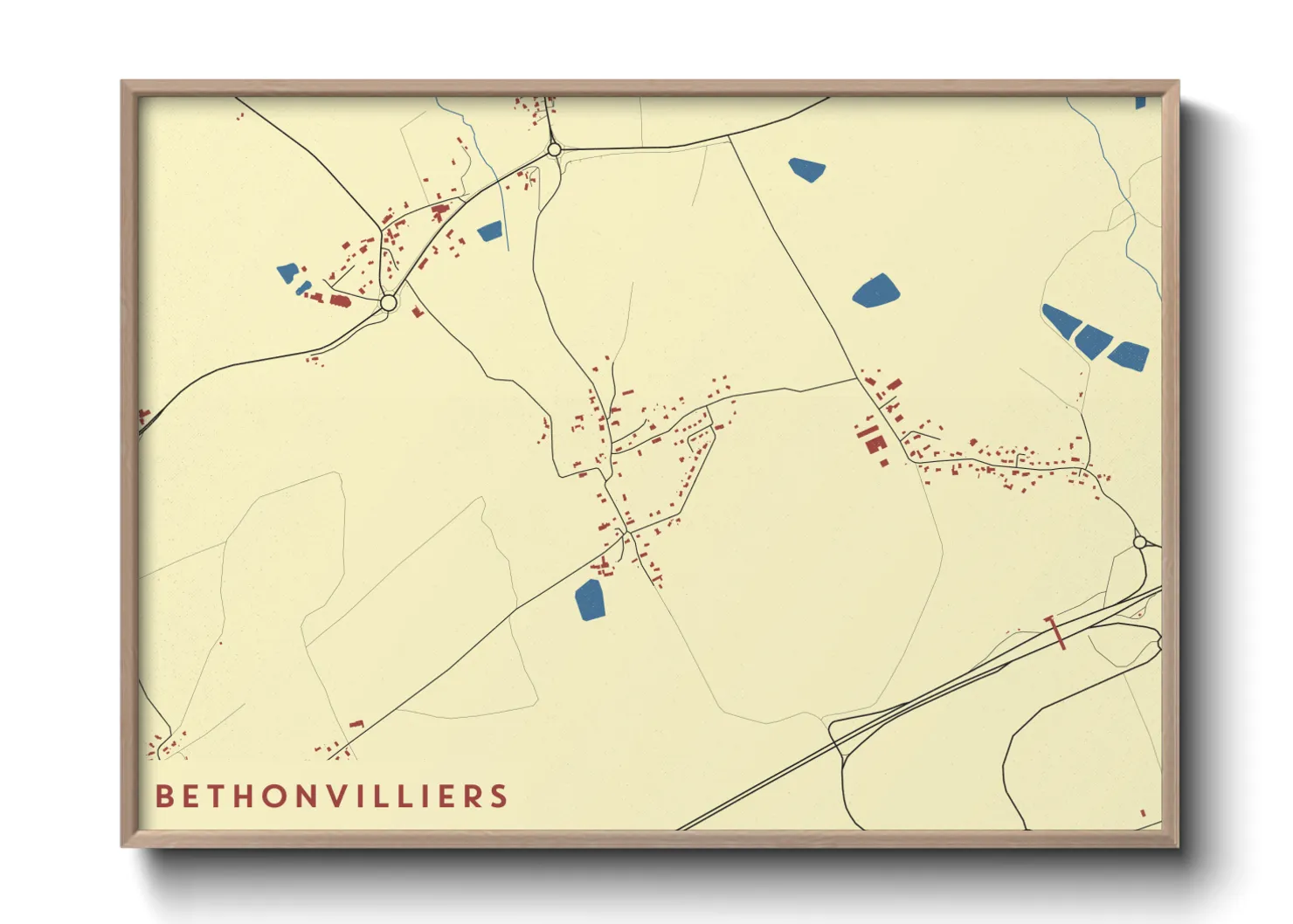 Une affiche de carte sur Bethonvilliers