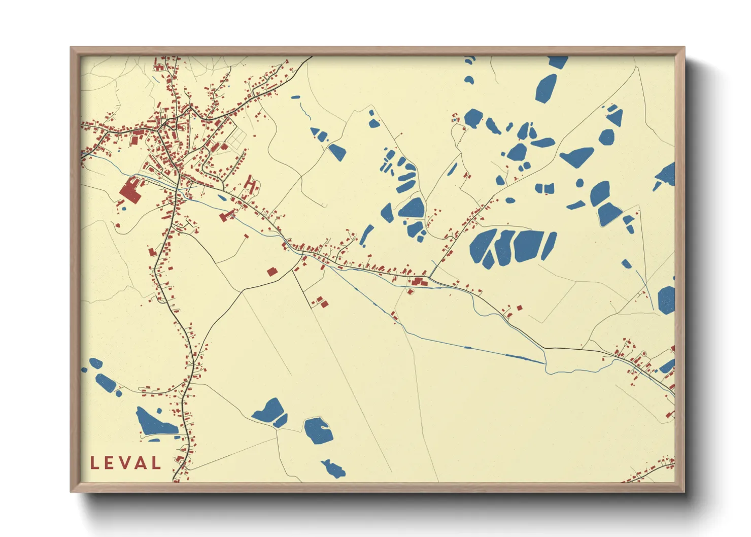 Une affiche de carte sur Leval