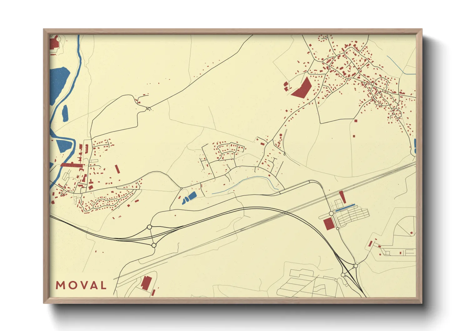Une affiche de carte sur Moval