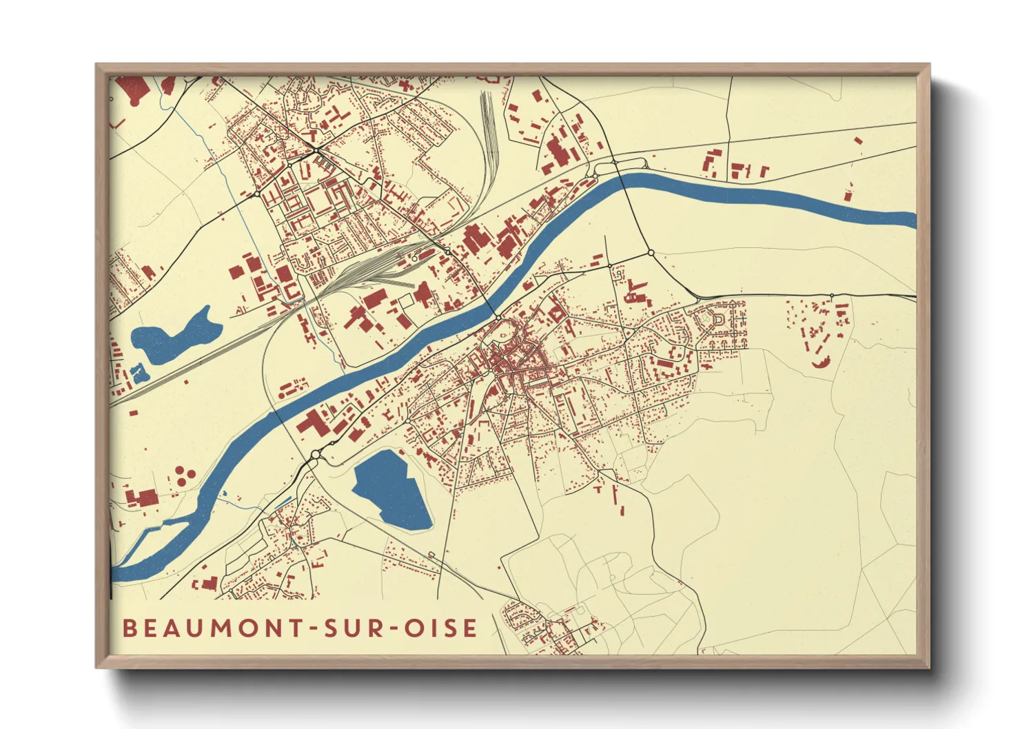 Une affiche de carte sur Beaumont-sur-Oise