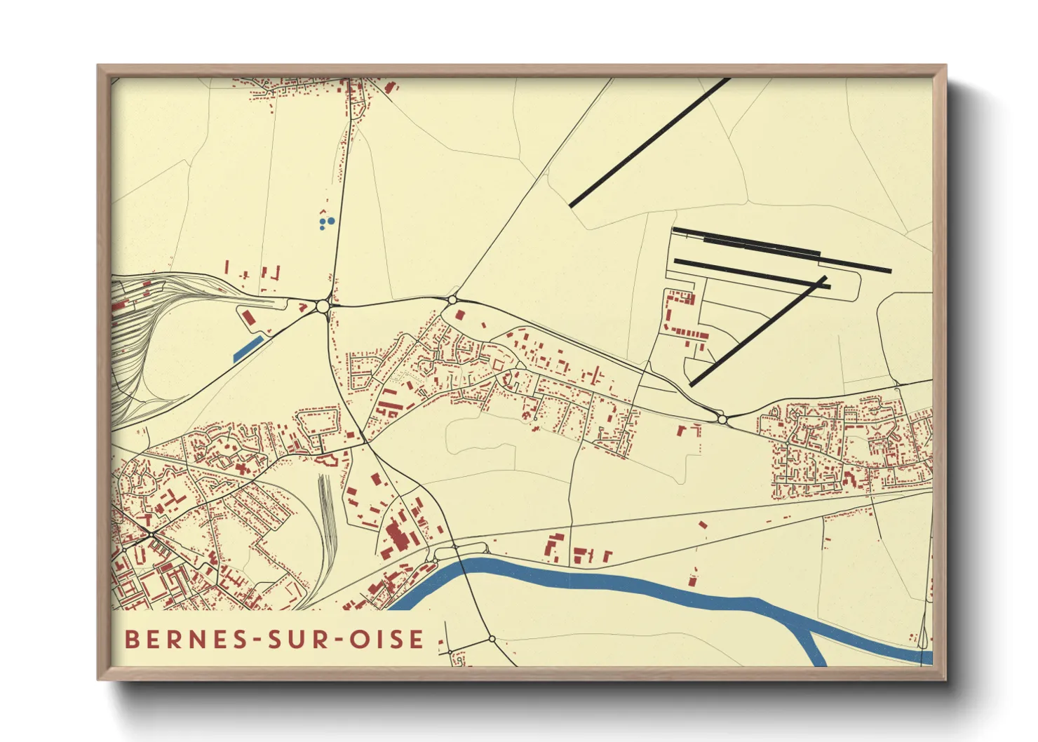 Une affiche de carte sur Bernes-sur-Oise