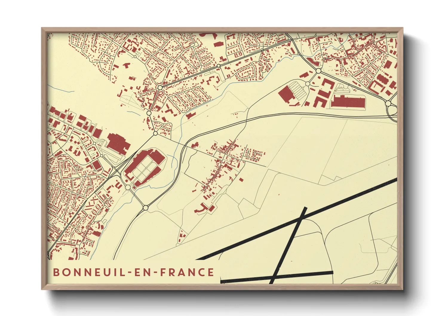 Une affiche de carte sur Bonneuil-en-France
