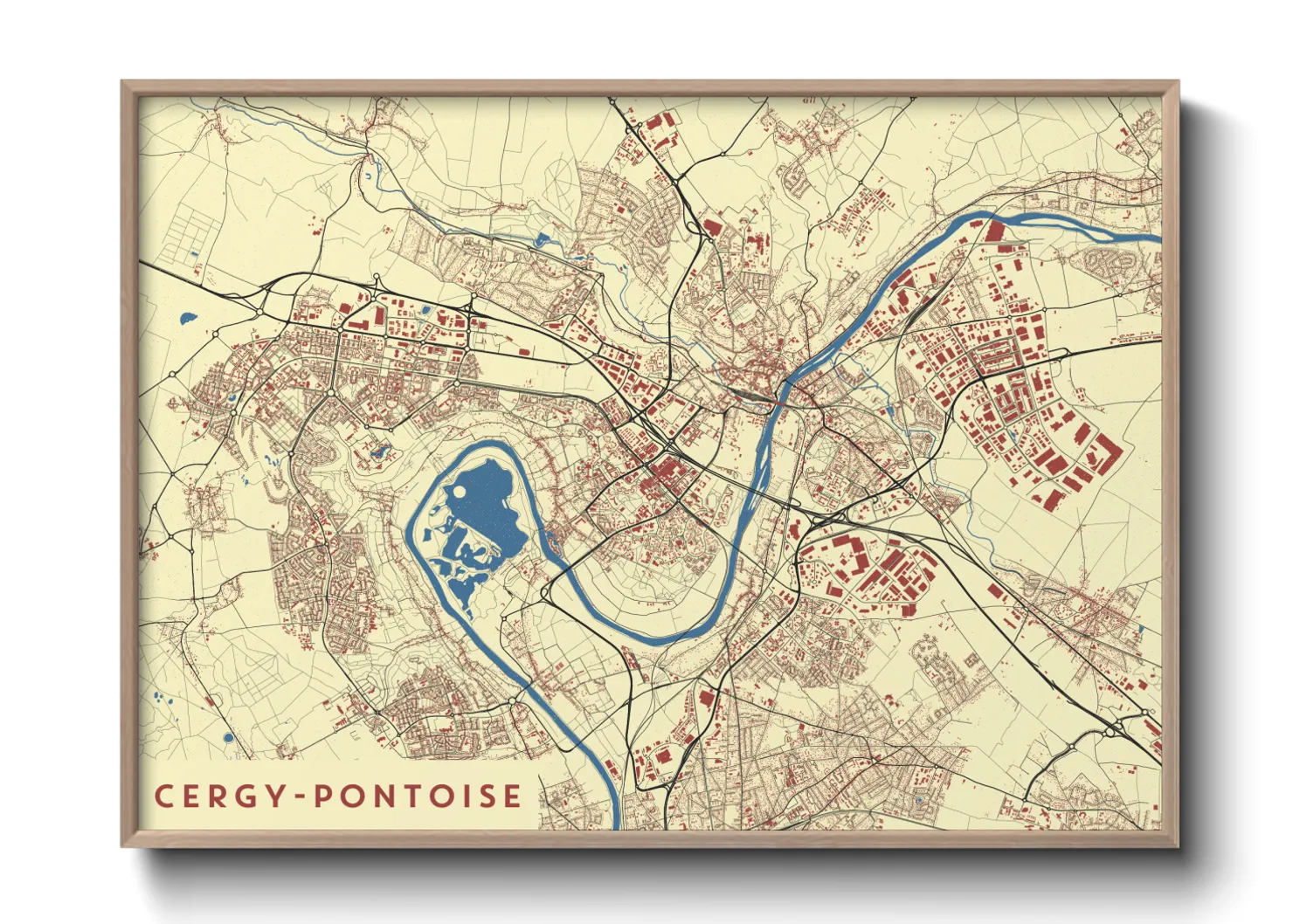 Une affiche de carte sur Cergy-Pontoise