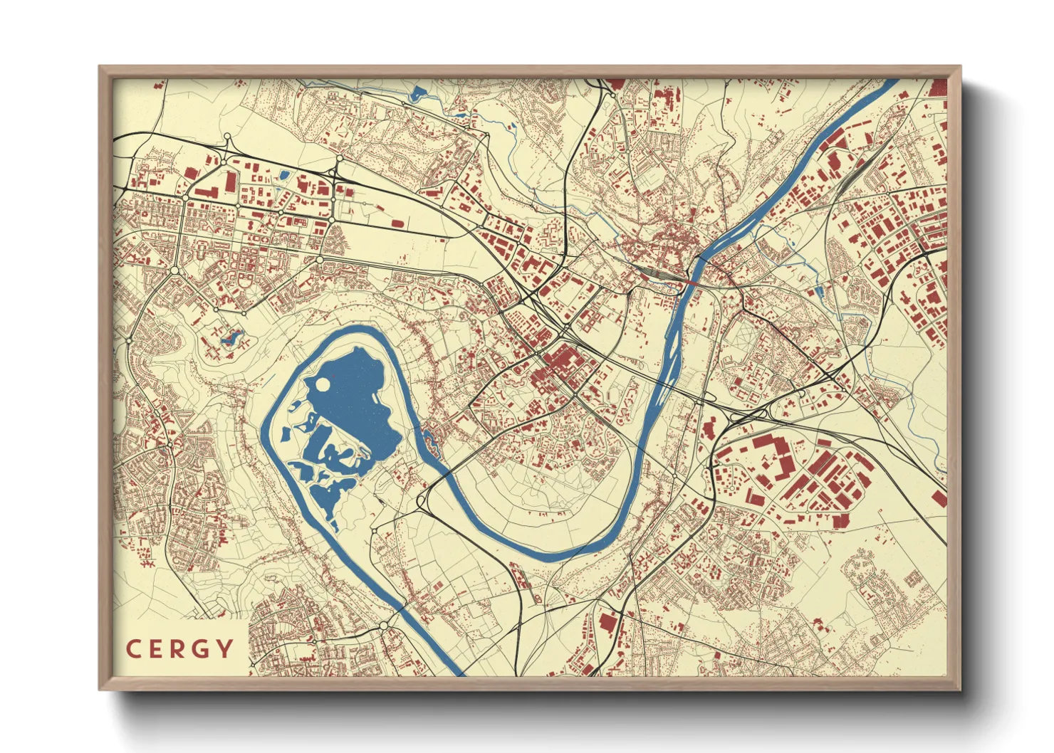 Une affiche de carte sur Cergy