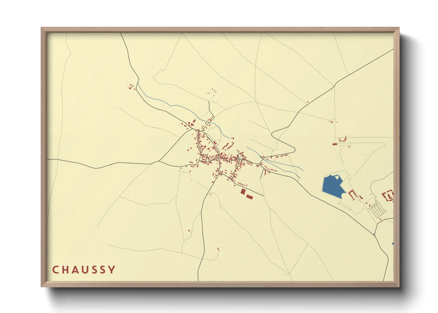 Une affiche de carte sur Chaussy