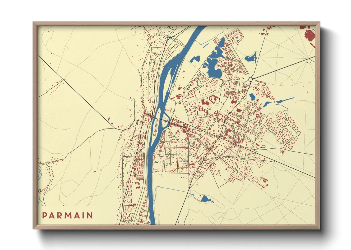 Une affiche de carte sur Parmain