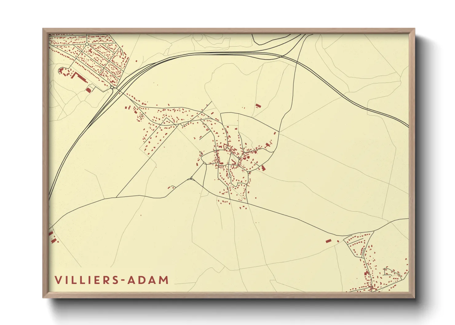 Une affiche de carte sur Villiers-Adam