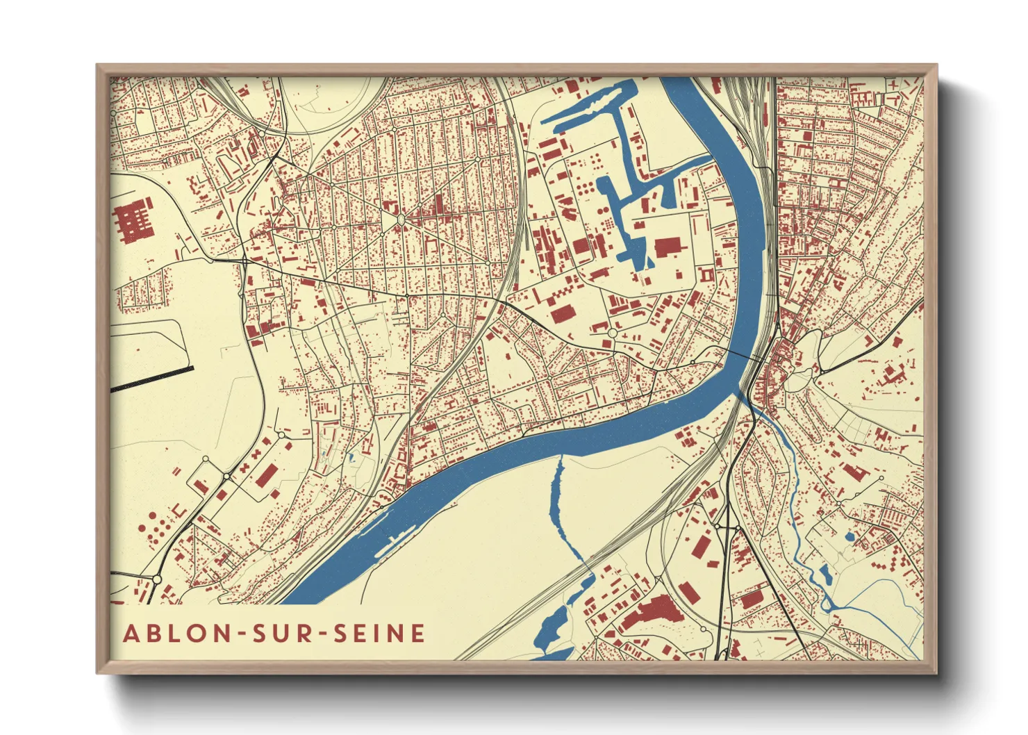 Une affiche de carte sur Ablon-sur-Seine