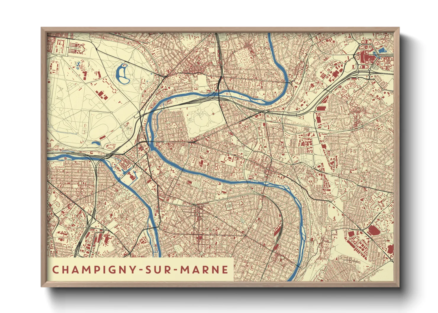 Une affiche de carte sur Champigny-sur-Marne