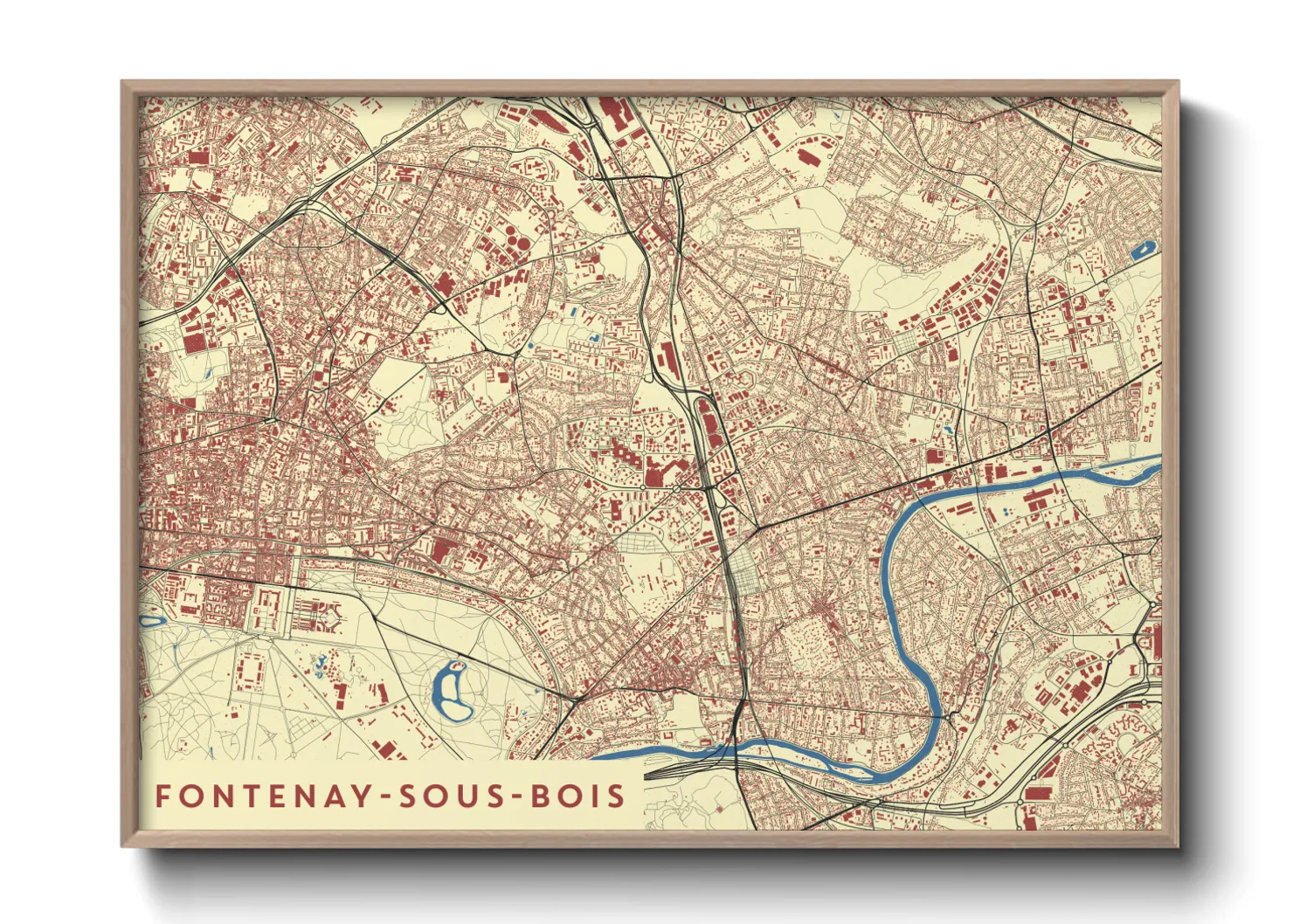 Une affiche de carte sur Fontenay-sous-Bois