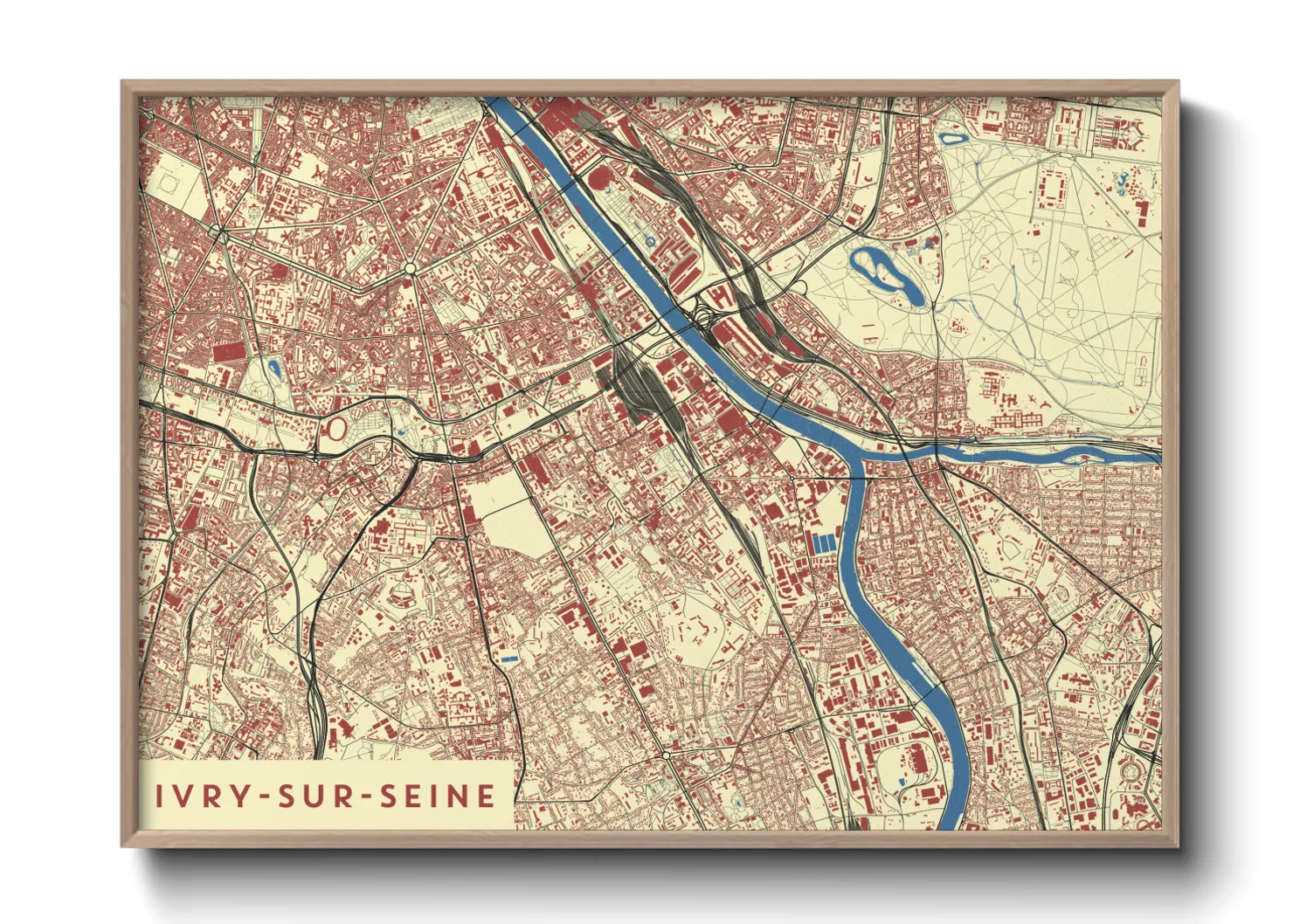 Une affiche de carte sur Ivry-sur-Seine