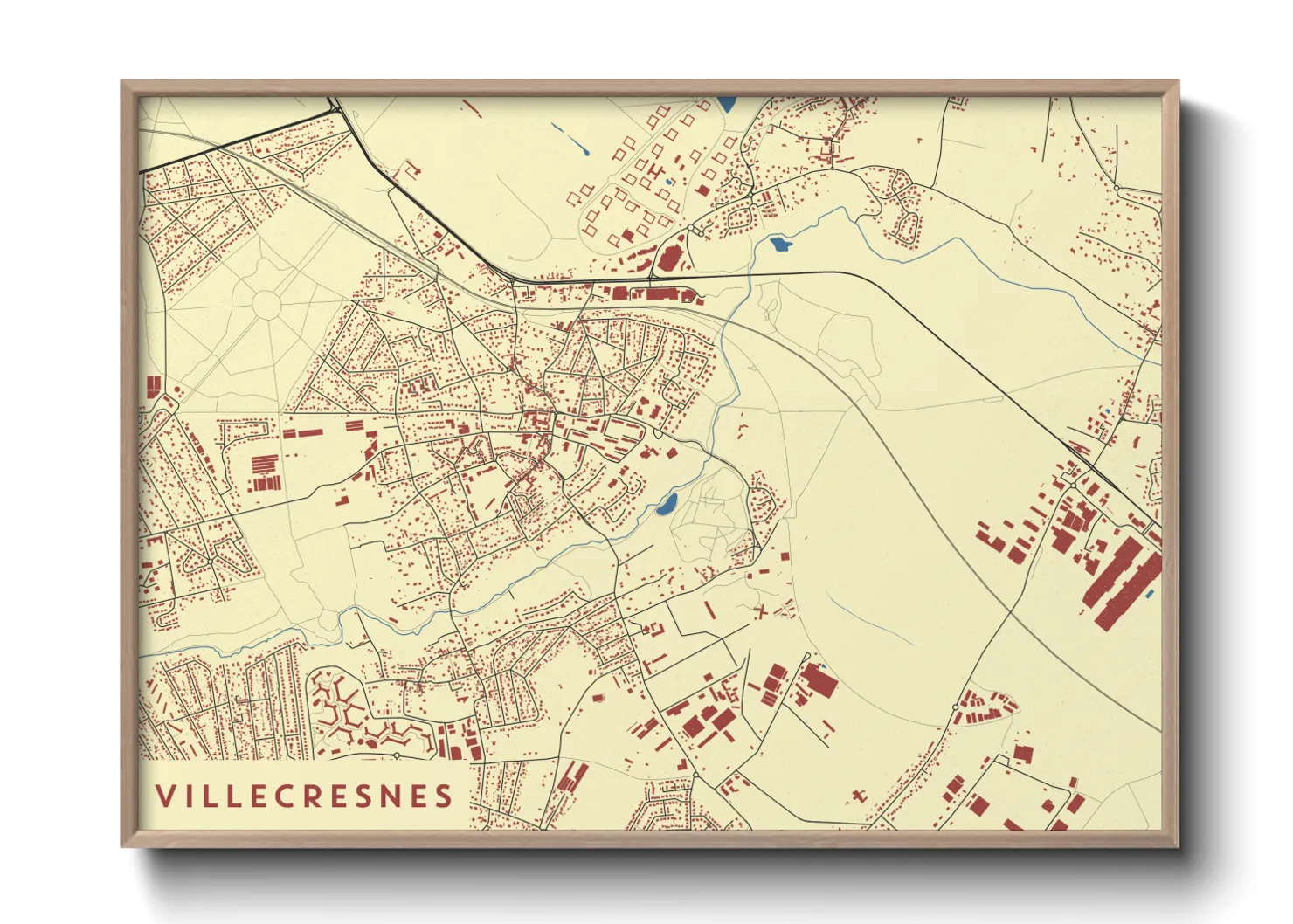 Une affiche de carte sur Villecresnes