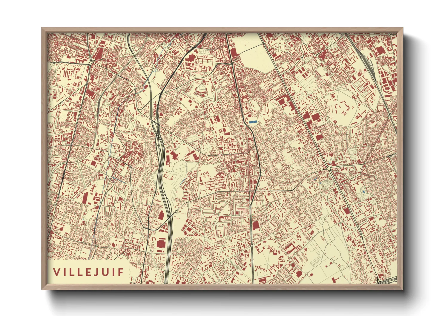 Une affiche de carte sur Villejuif