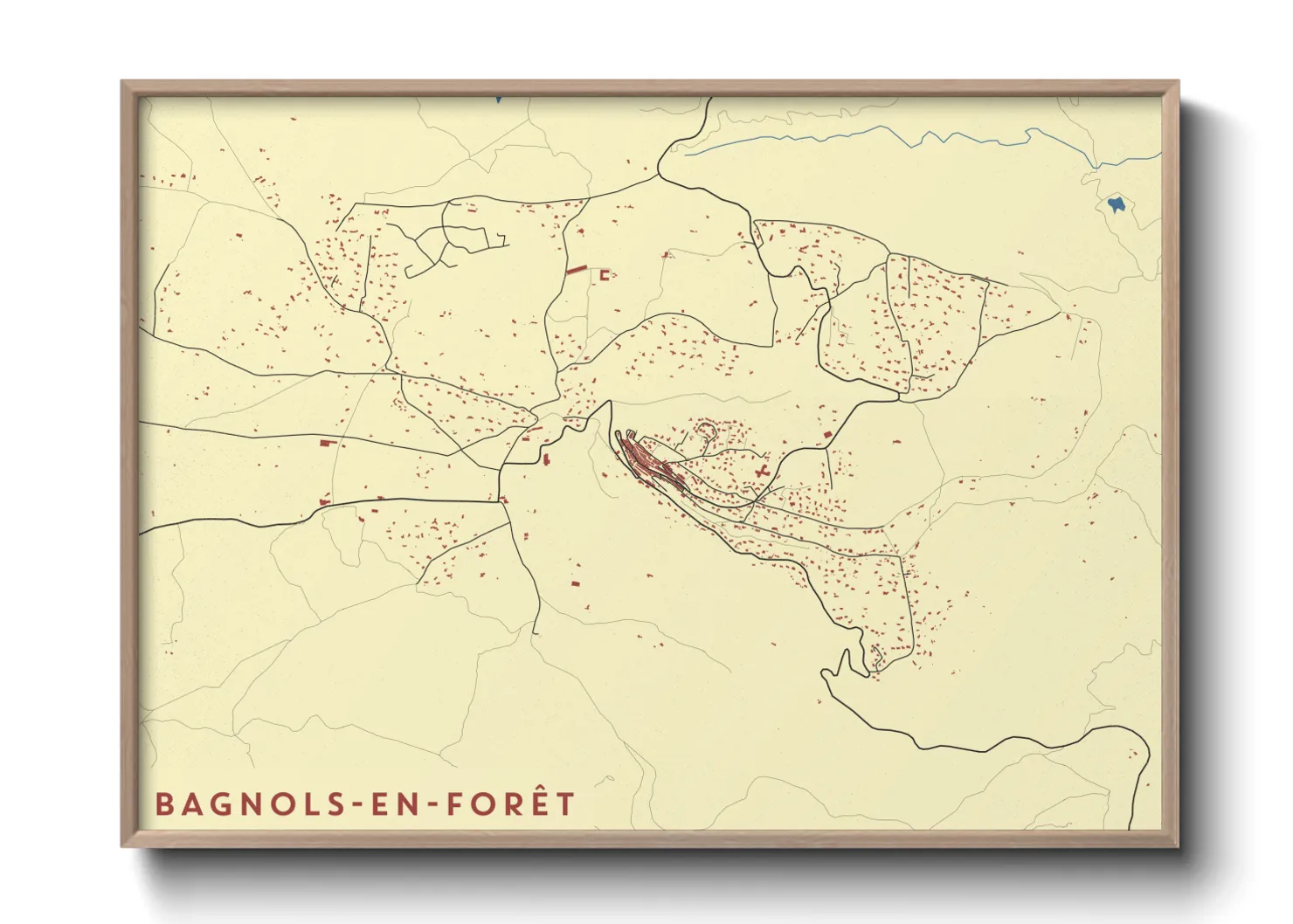 Une affiche de carte sur Bagnols-en-Forêt
