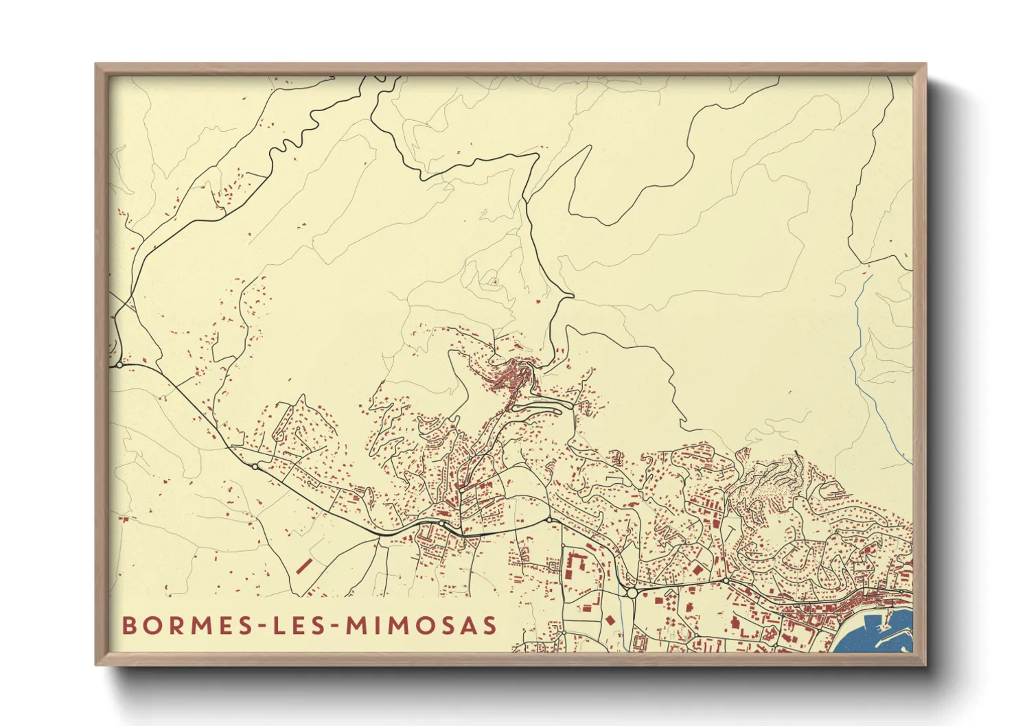 Une affiche de carte sur Bormes-les-Mimosas
