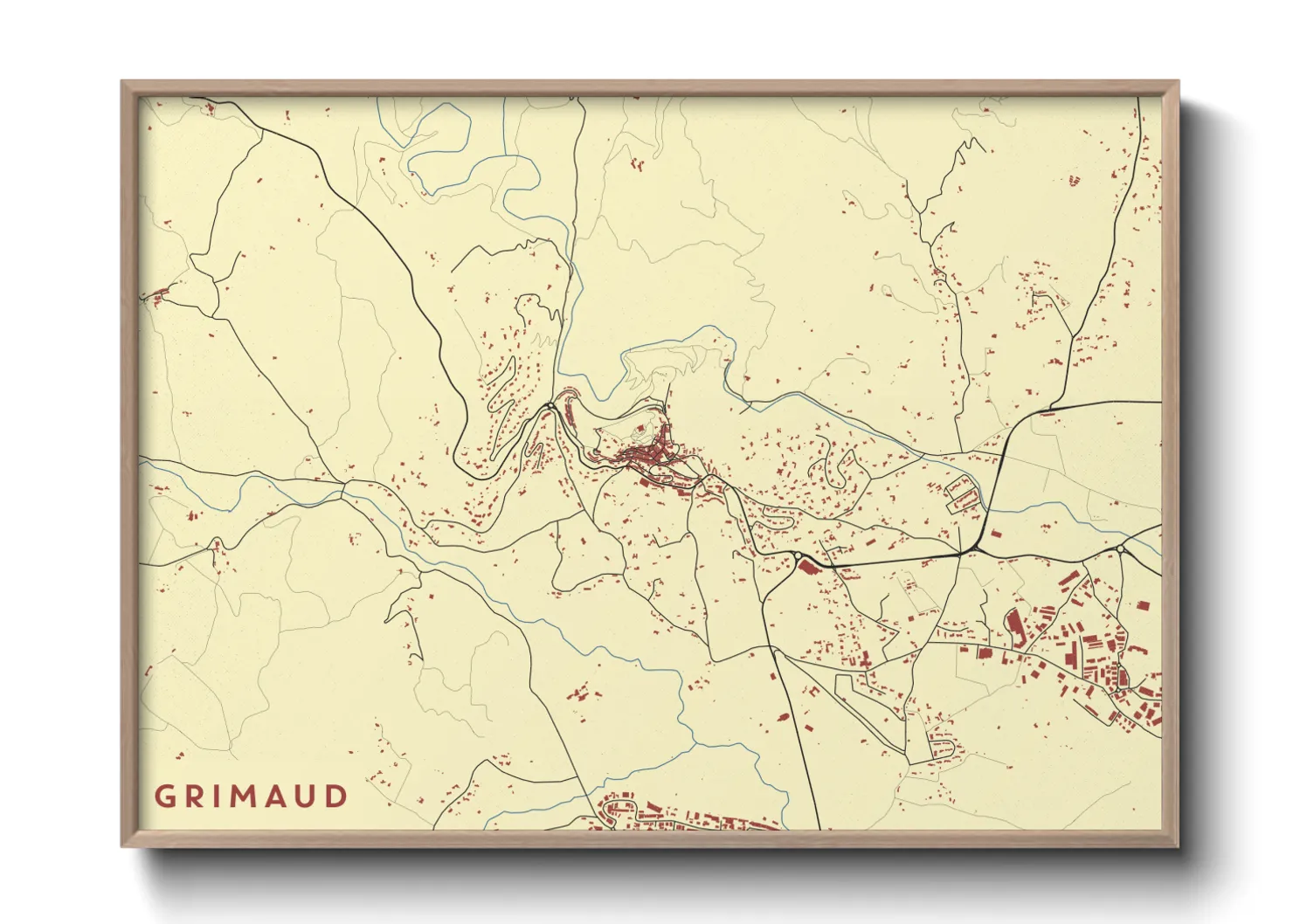 Une affiche de carte sur Grimaud