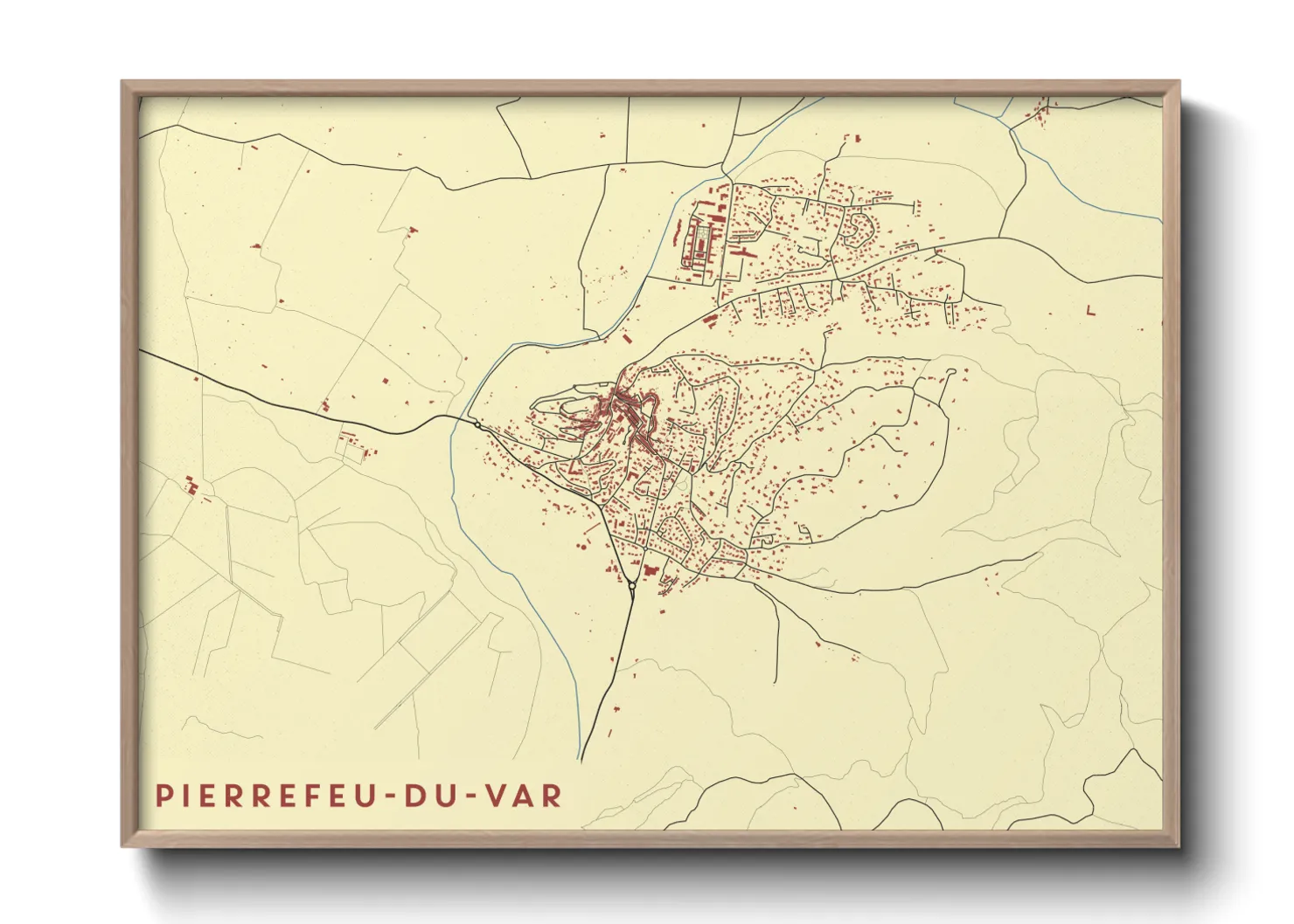 Une affiche de carte sur Pierrefeu-du-Var