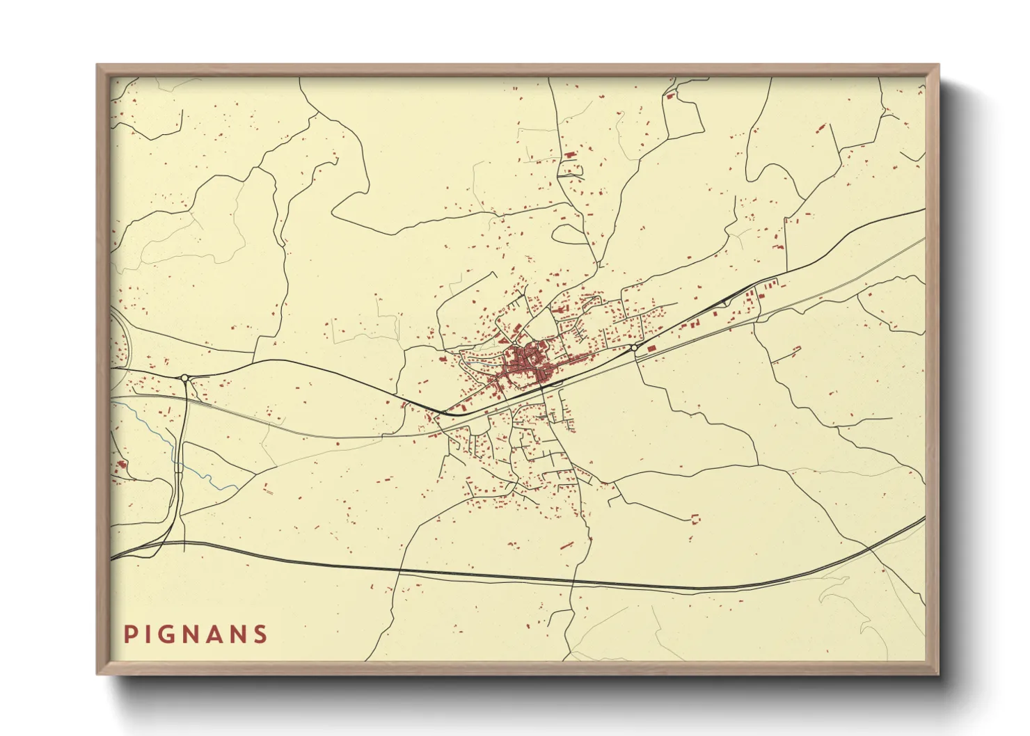 Une affiche de carte sur Pignans