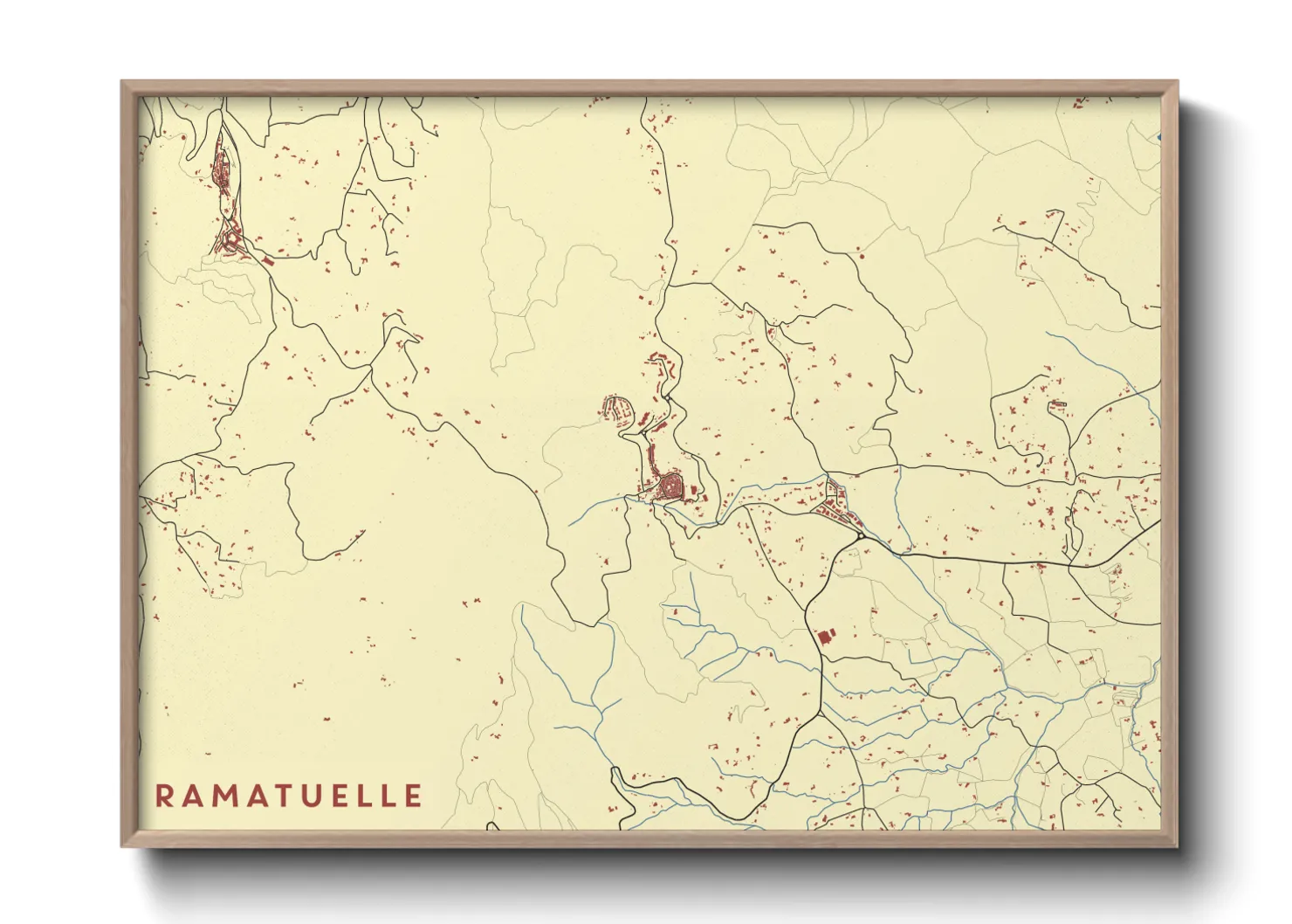 Une affiche de carte sur Ramatuelle