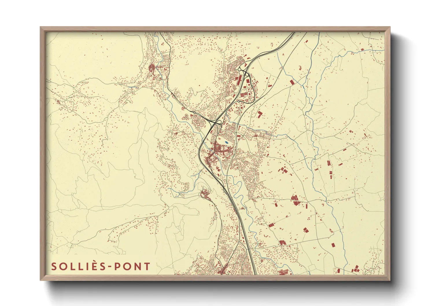 Une affiche de carte sur Solliès-Pont