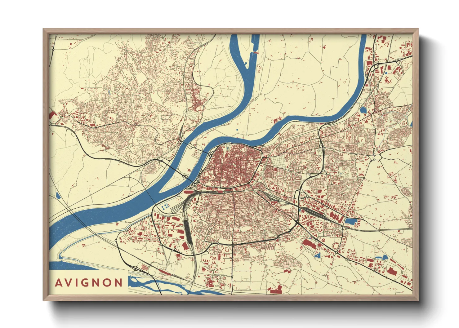Une affiche de carte sur Avignon