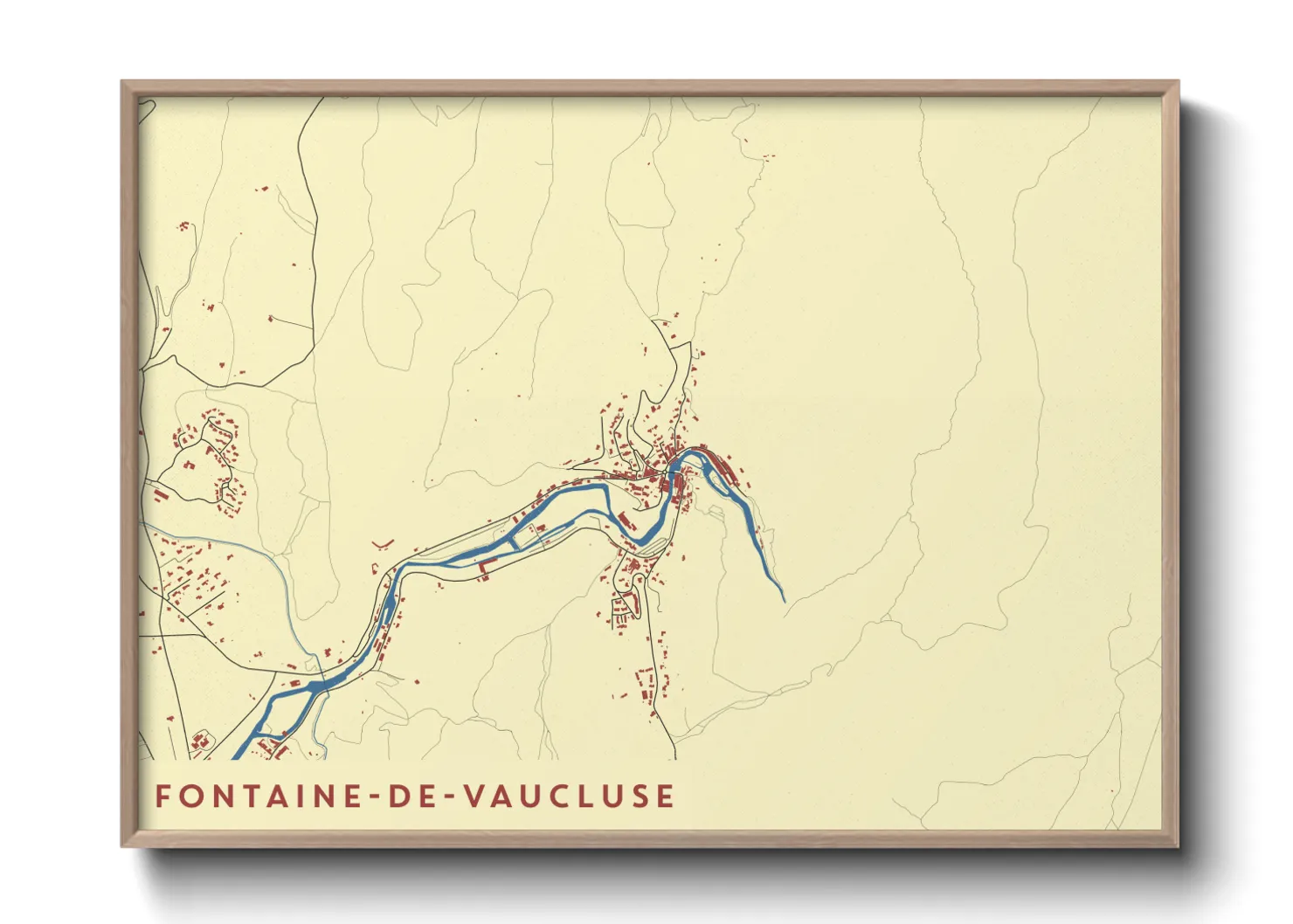 Une affiche de carte sur Fontaine-de-Vaucluse