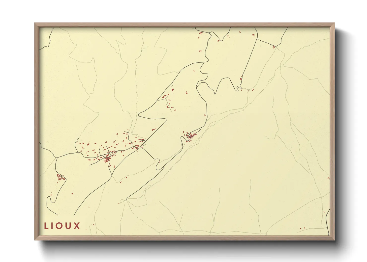 Une affiche de carte sur Lioux