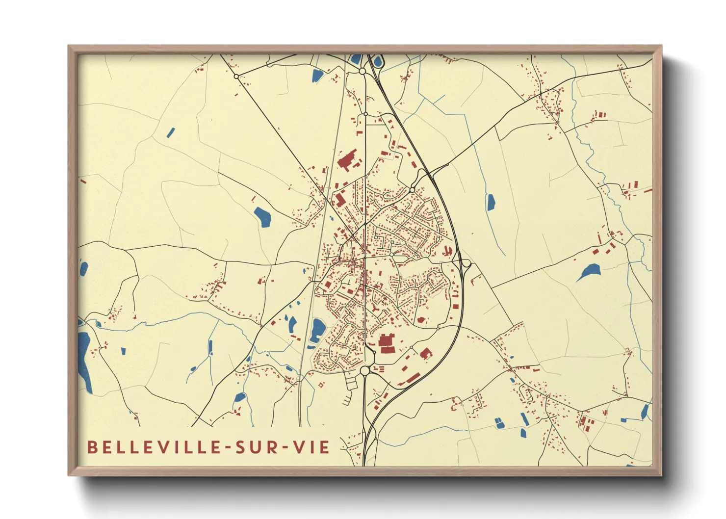 Une affiche de carte sur Belleville-sur-Vie