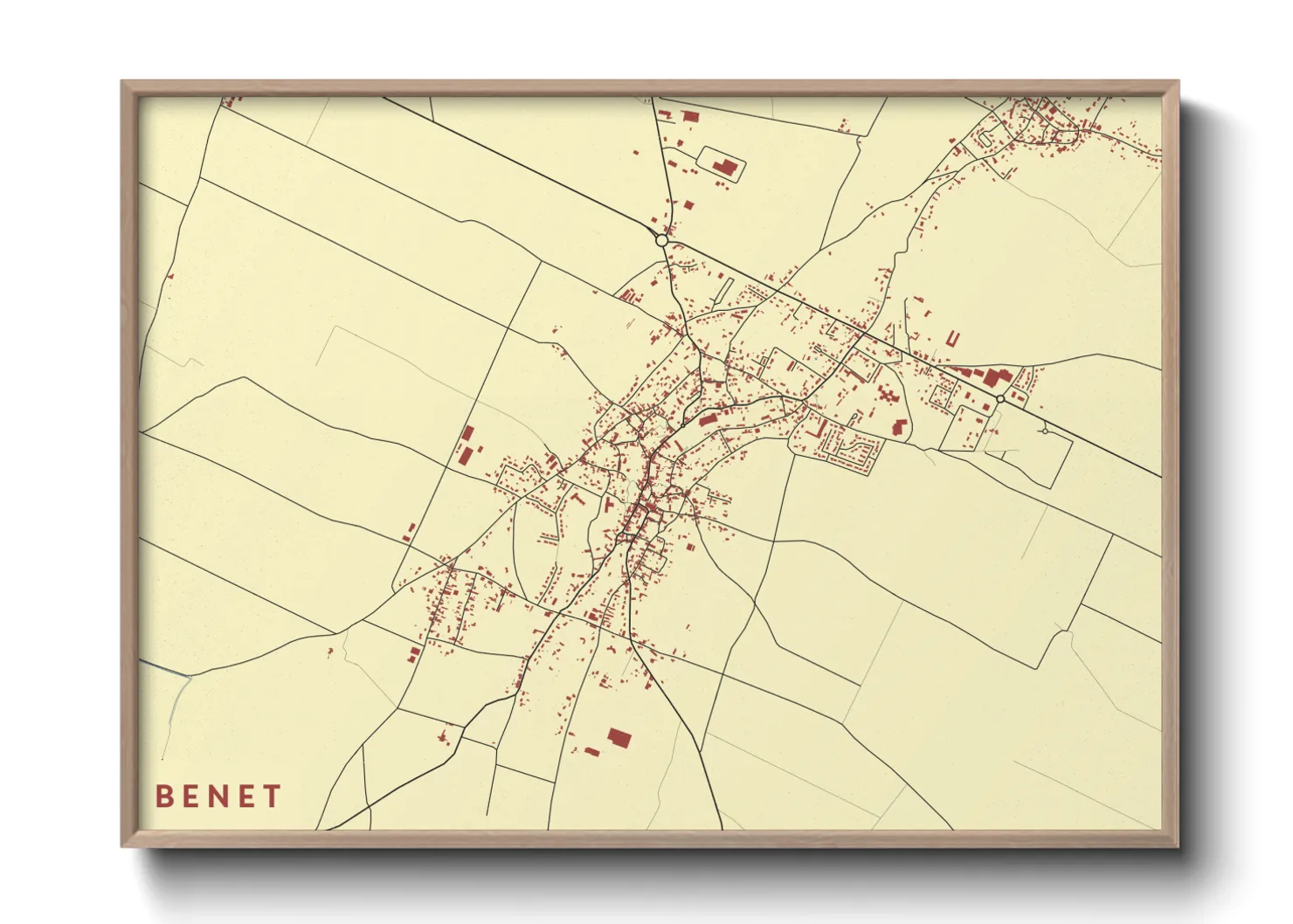 Une affiche de carte sur Benet