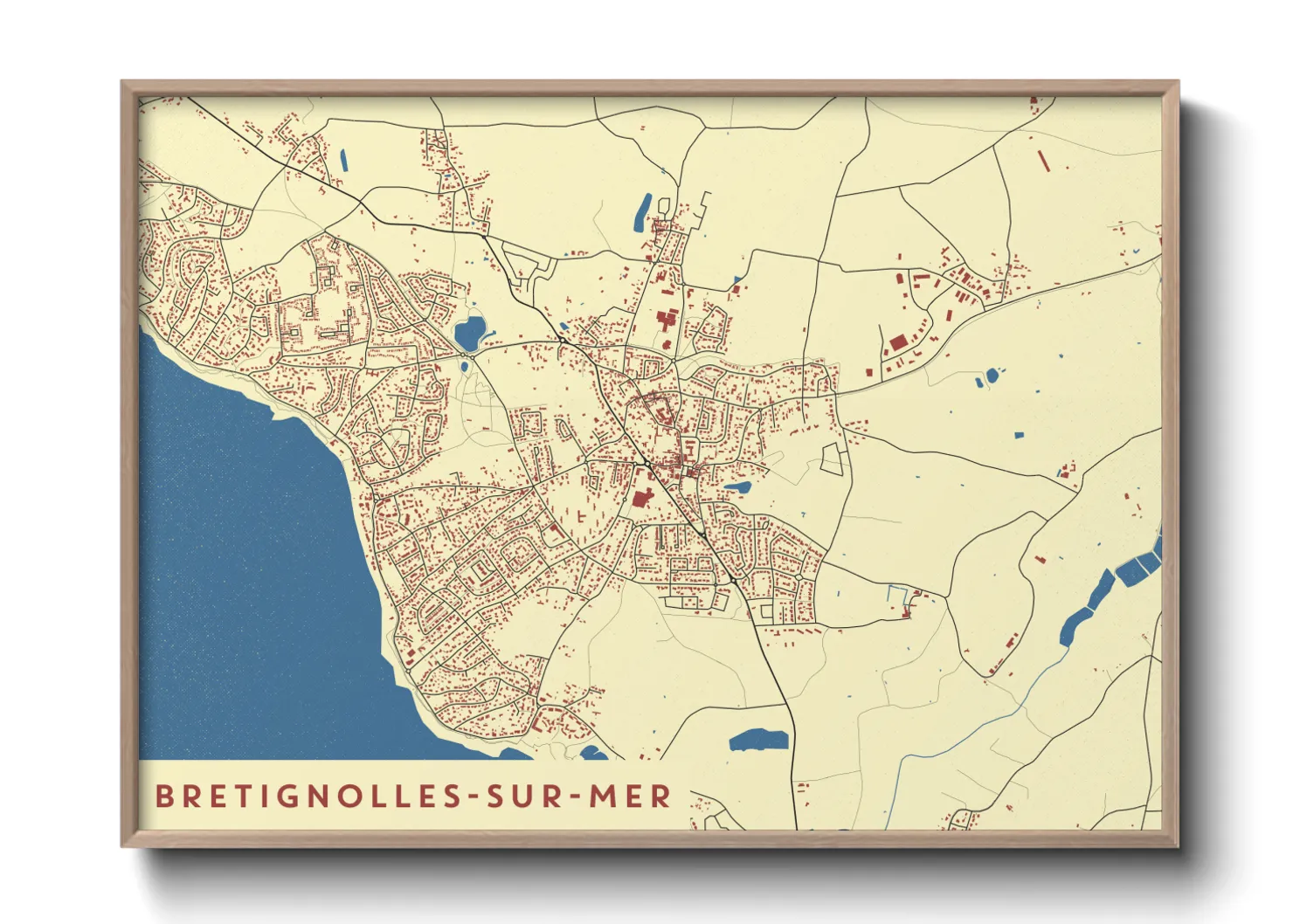Une affiche de carte sur Bretignolles-sur-Mer
