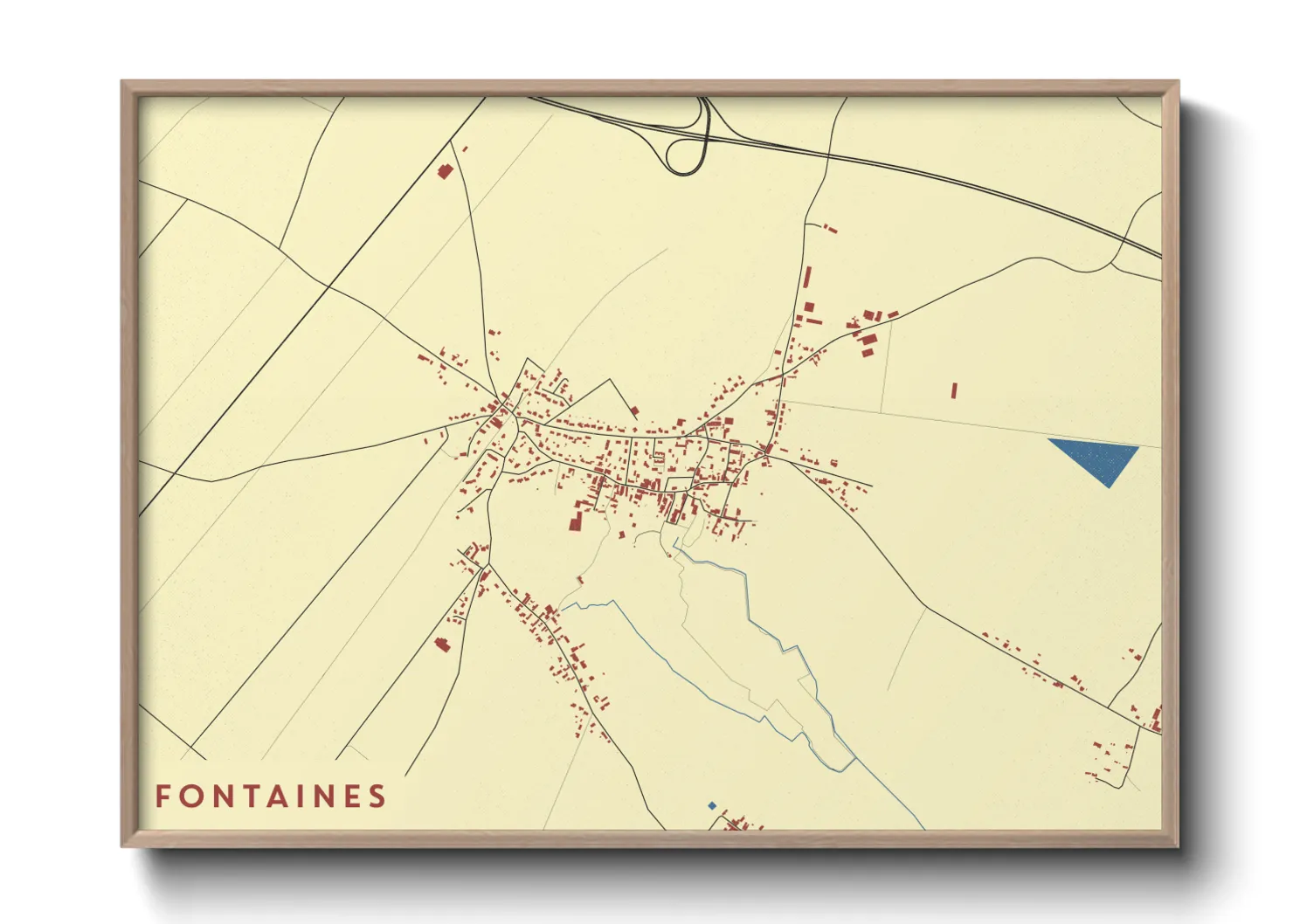 Une affiche de carte sur Fontaines