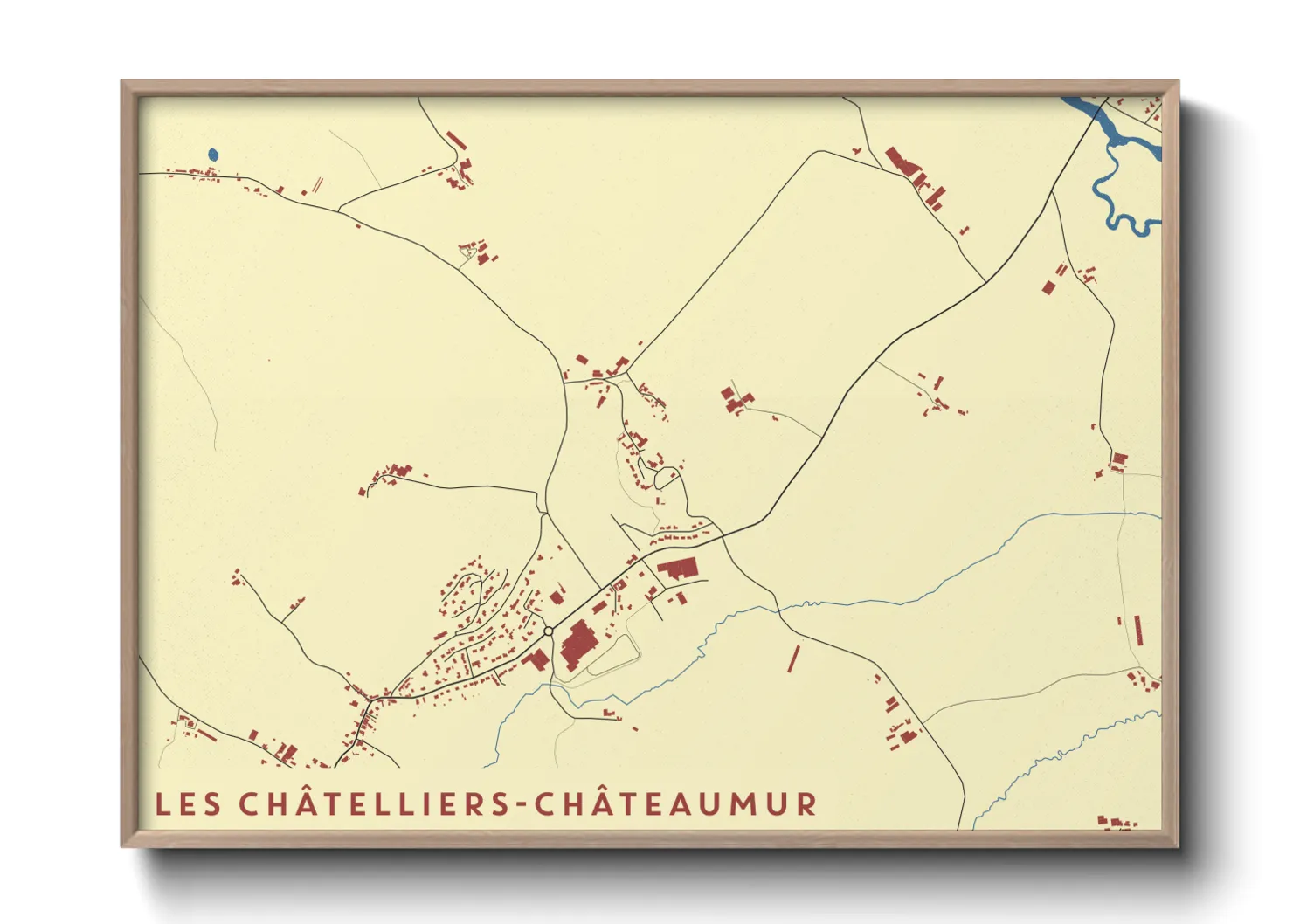 Une affiche de carte sur Les Châtelliers-Châteaumur