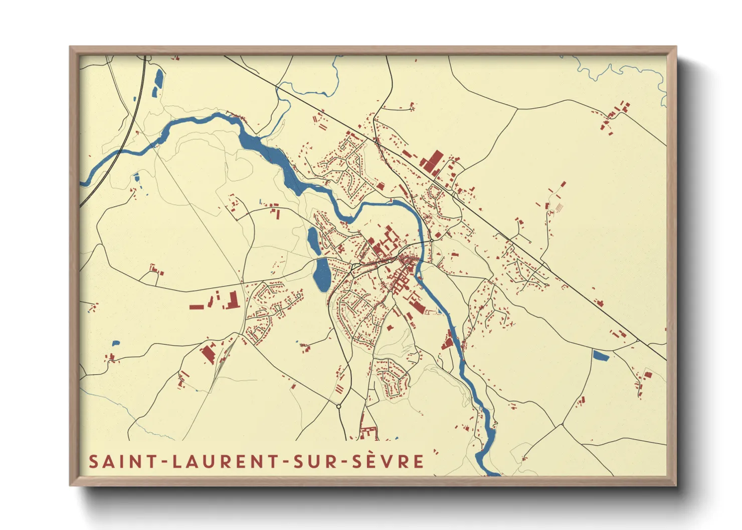 Une affiche de carte sur Saint-Laurent-sur-Sèvre