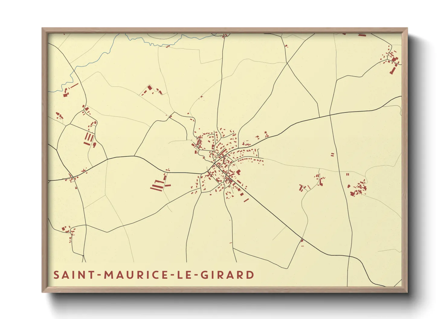 Une affiche de carte sur Saint-Maurice-le-Girard
