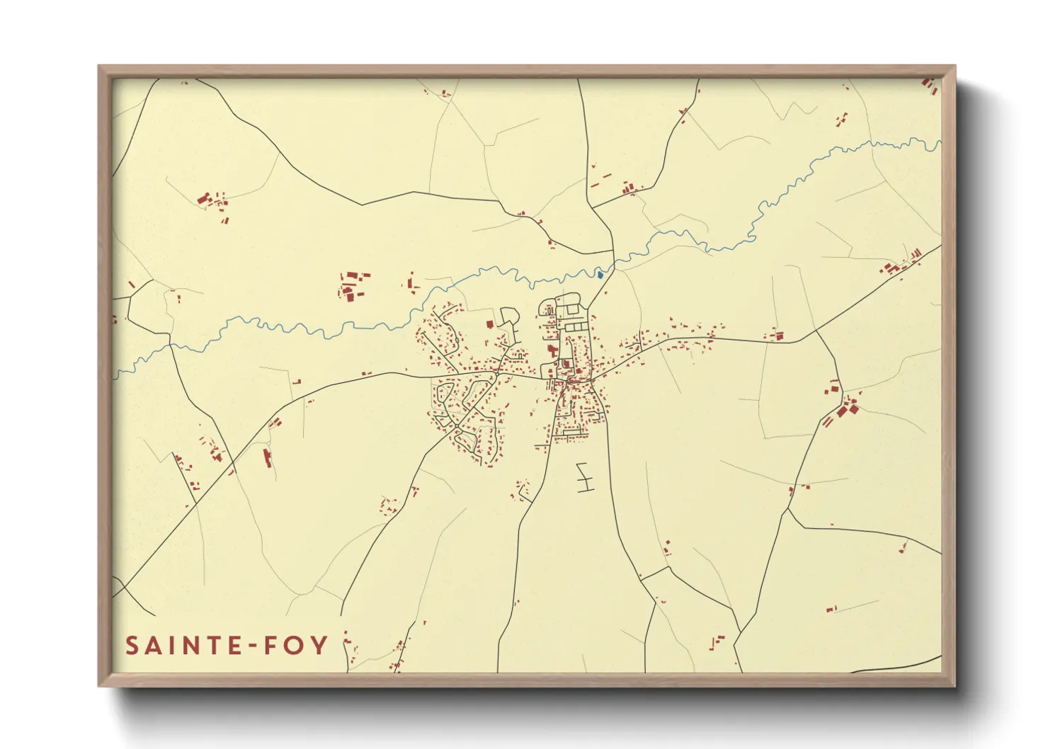 Une affiche de carte sur Sainte-Foy