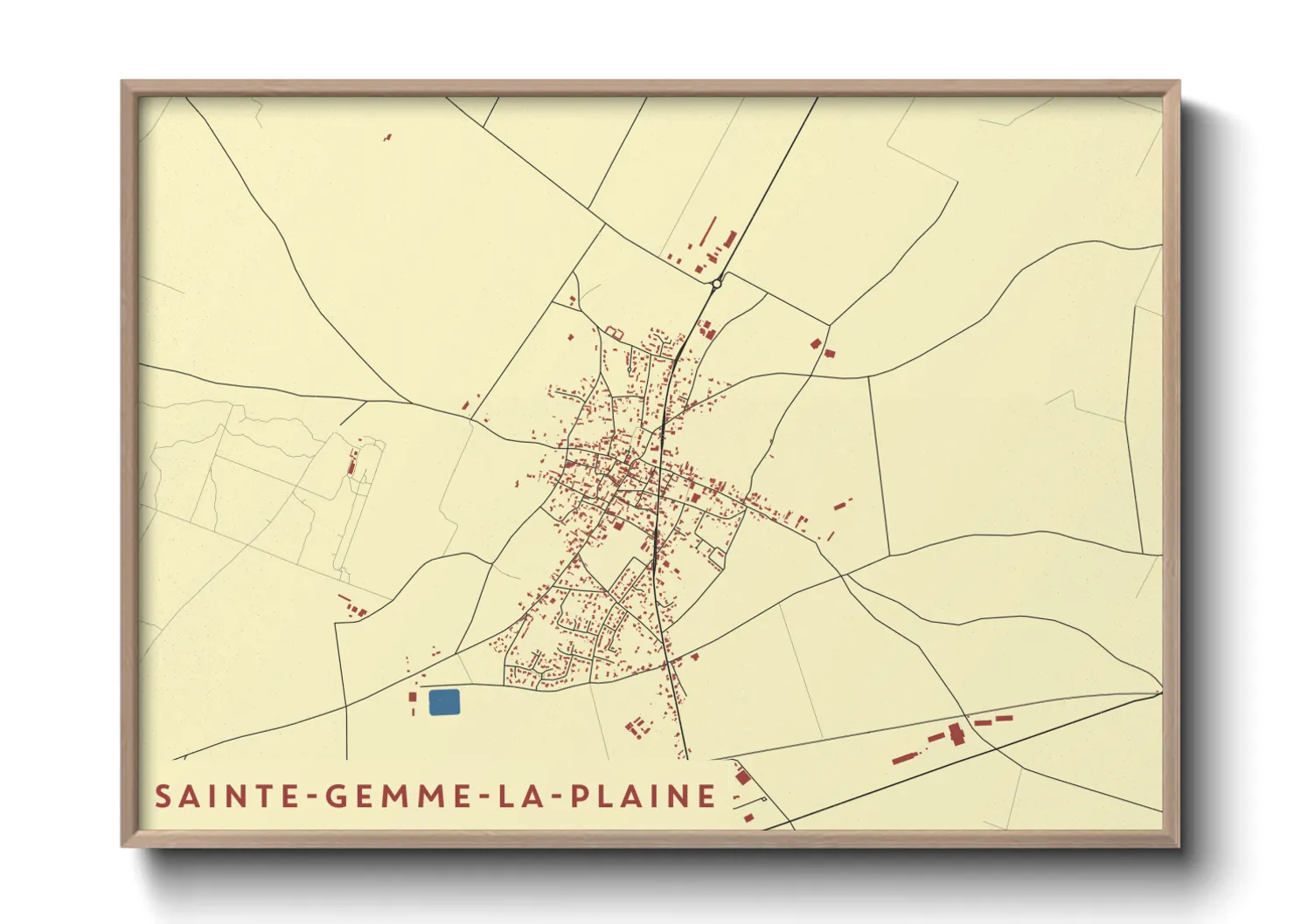 Une affiche de carte sur Sainte-Gemme-la-Plaine