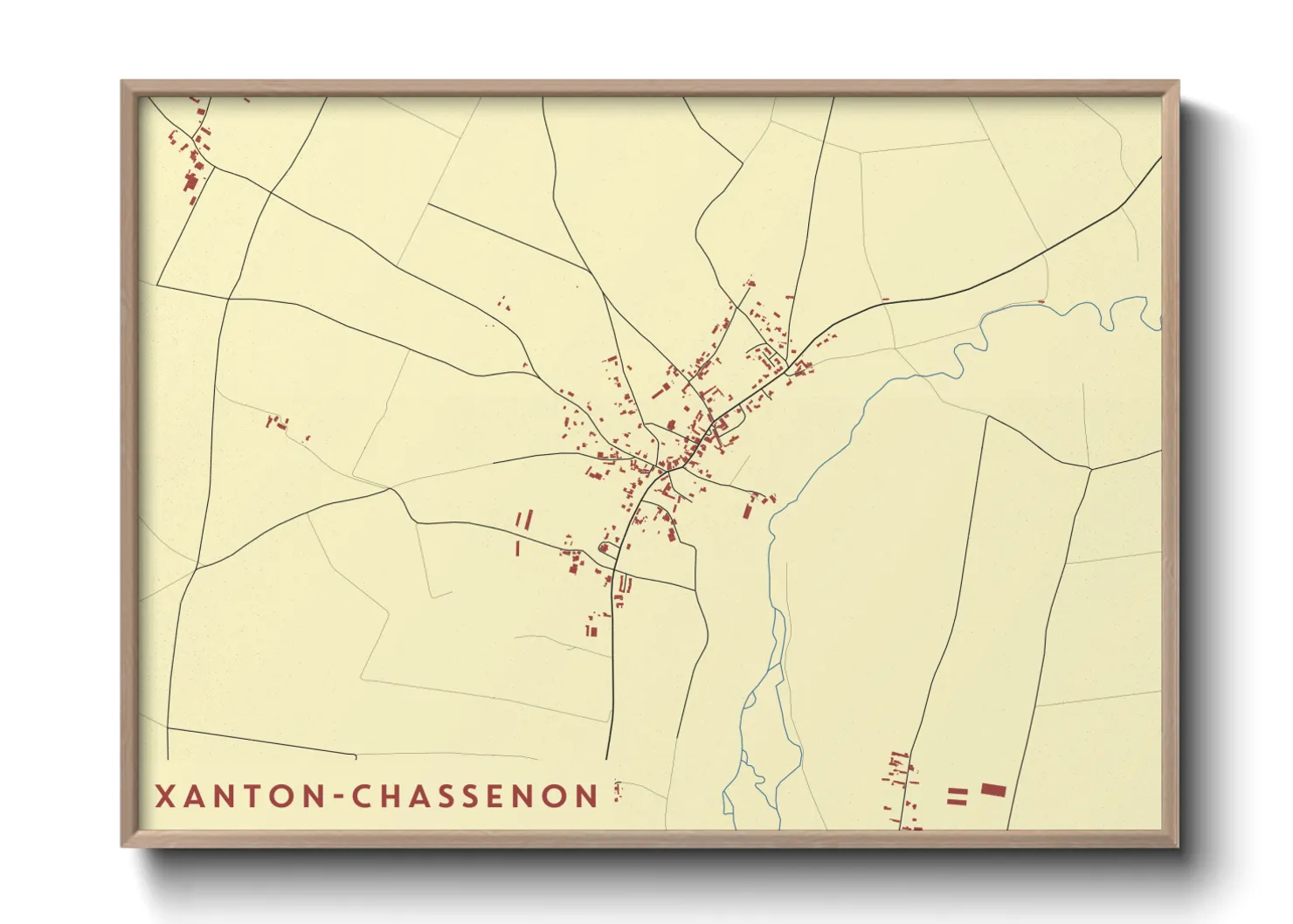 Une affiche de carte sur Xanton-Chassenon