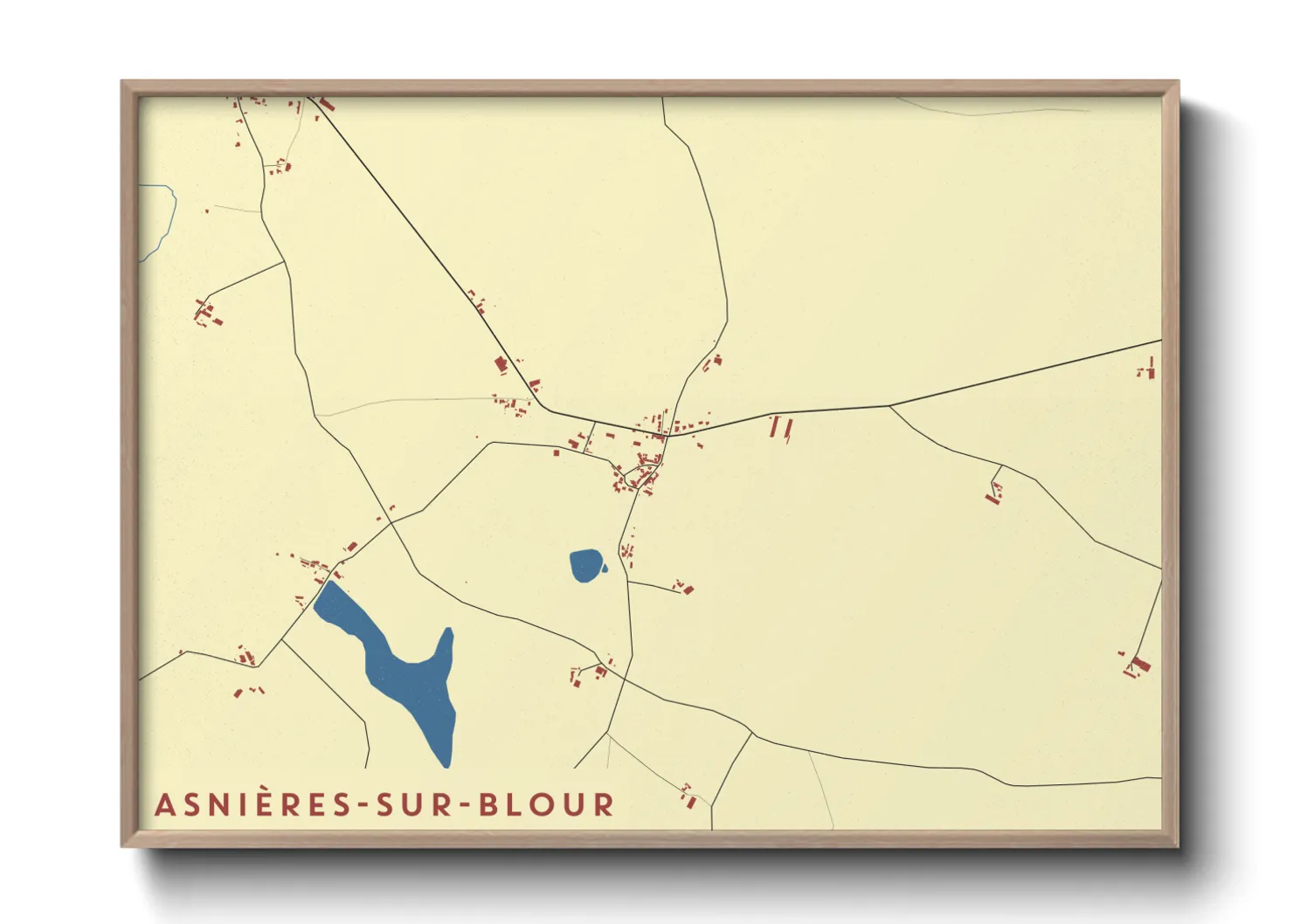 Une affiche de carte sur Asnières-sur-Blour