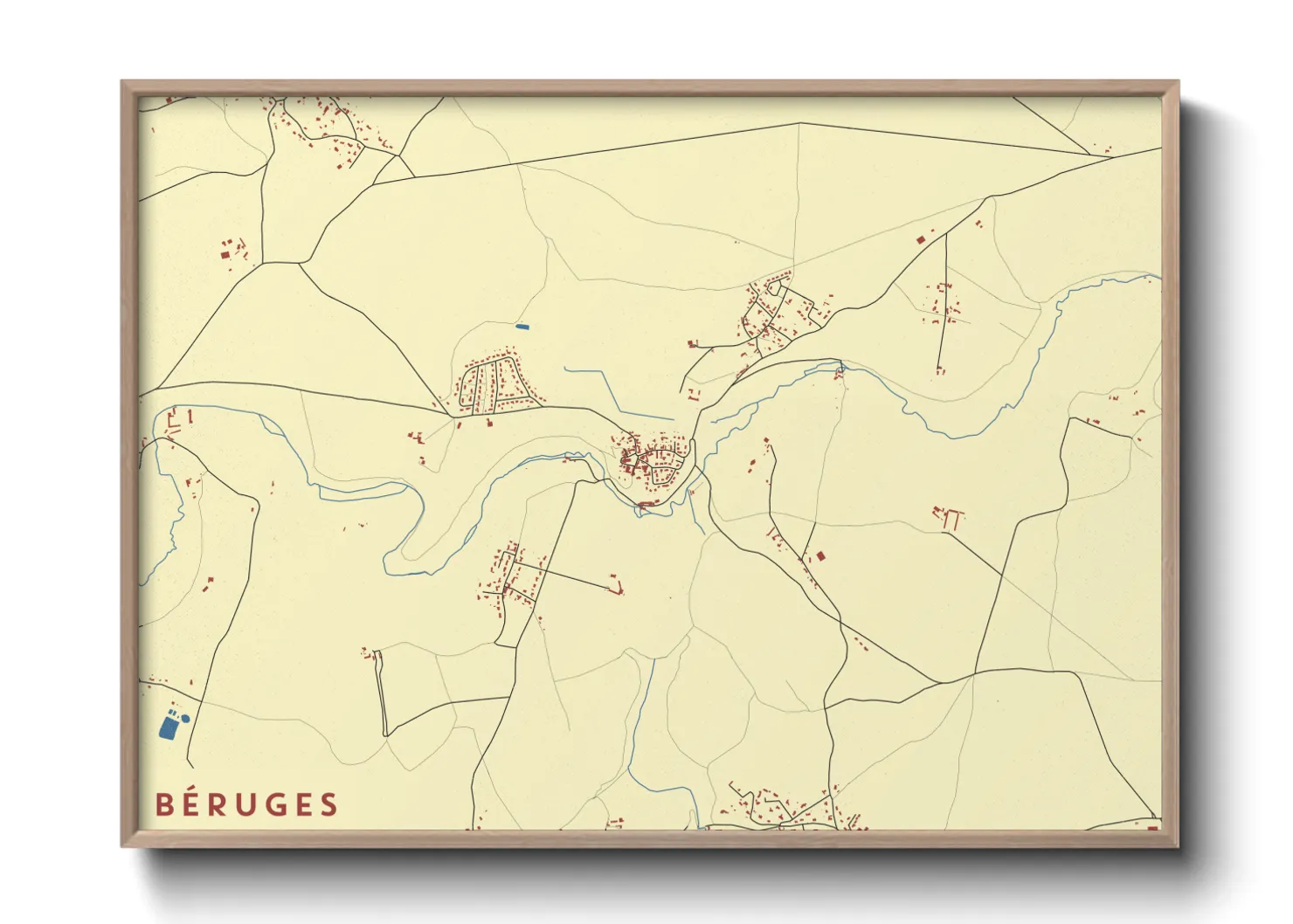 Une affiche de carte sur Béruges