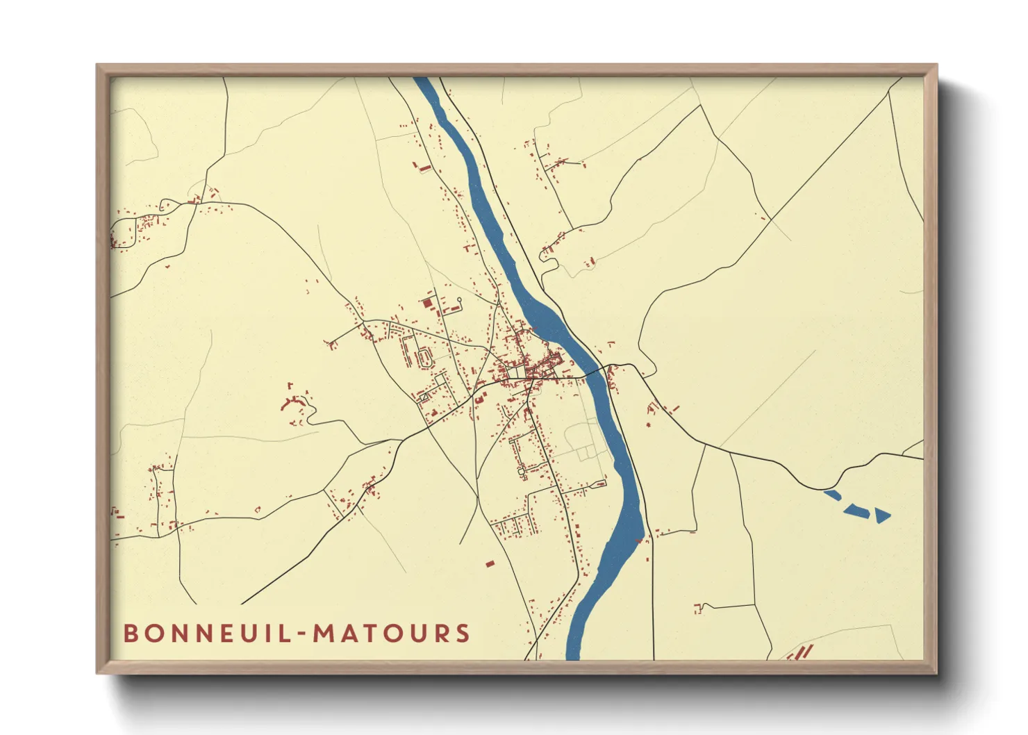 Une affiche de carte sur Bonneuil-Matours