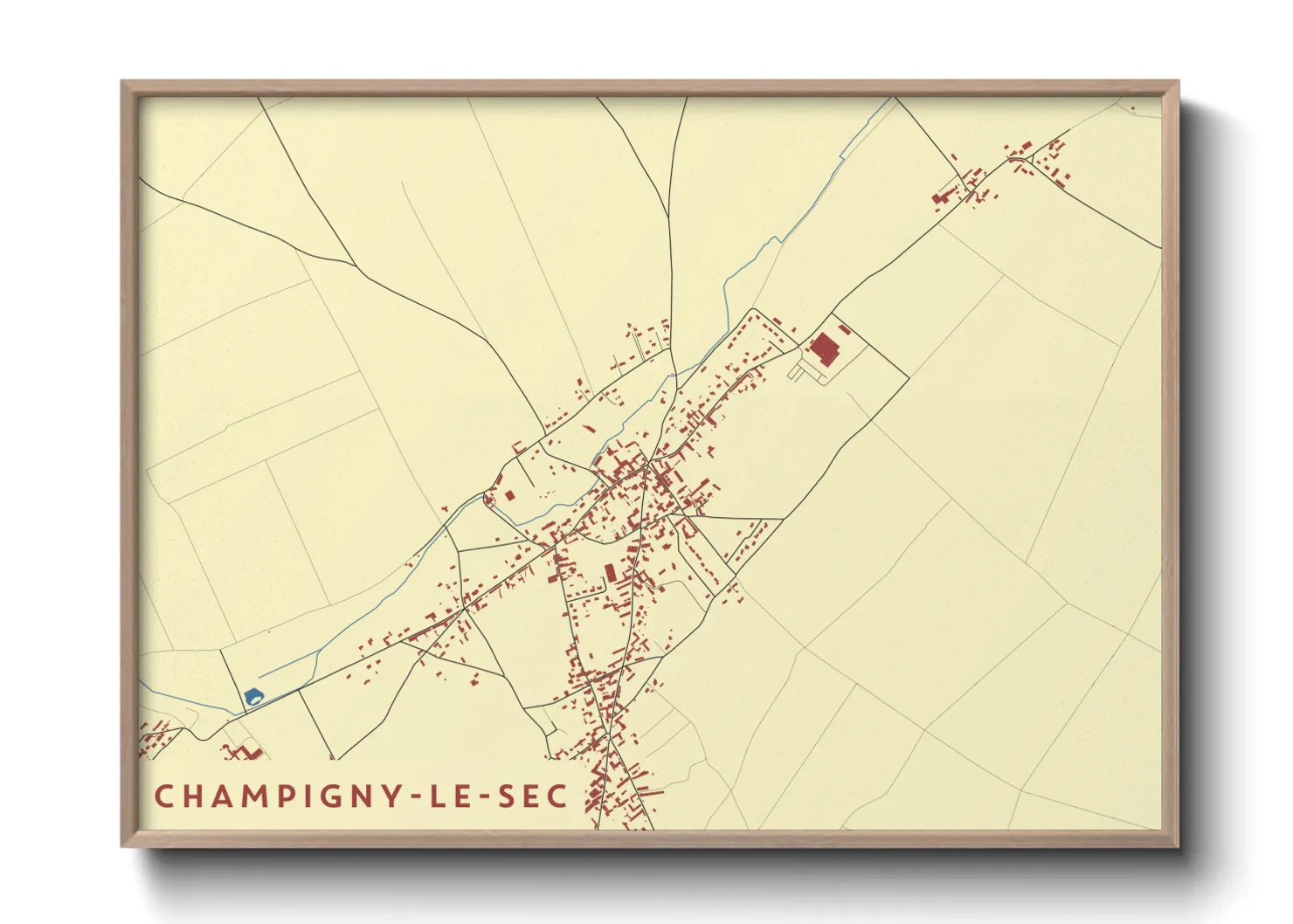 Une affiche de carte sur Champigny-le-Sec