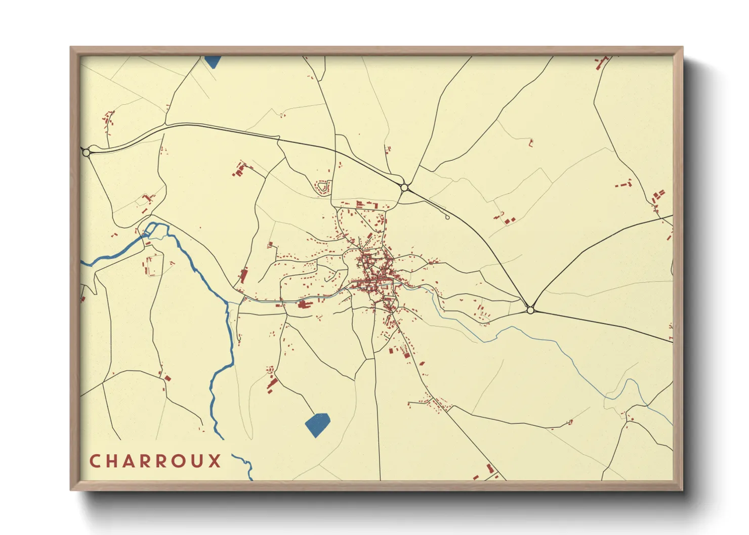 Une affiche de carte sur Charroux