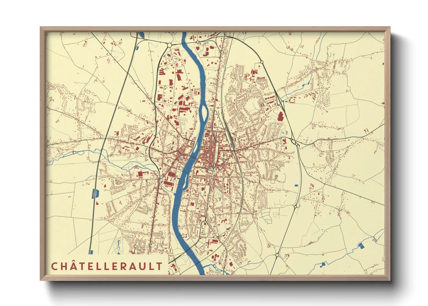 Une affiche de carte sur Châtellerault