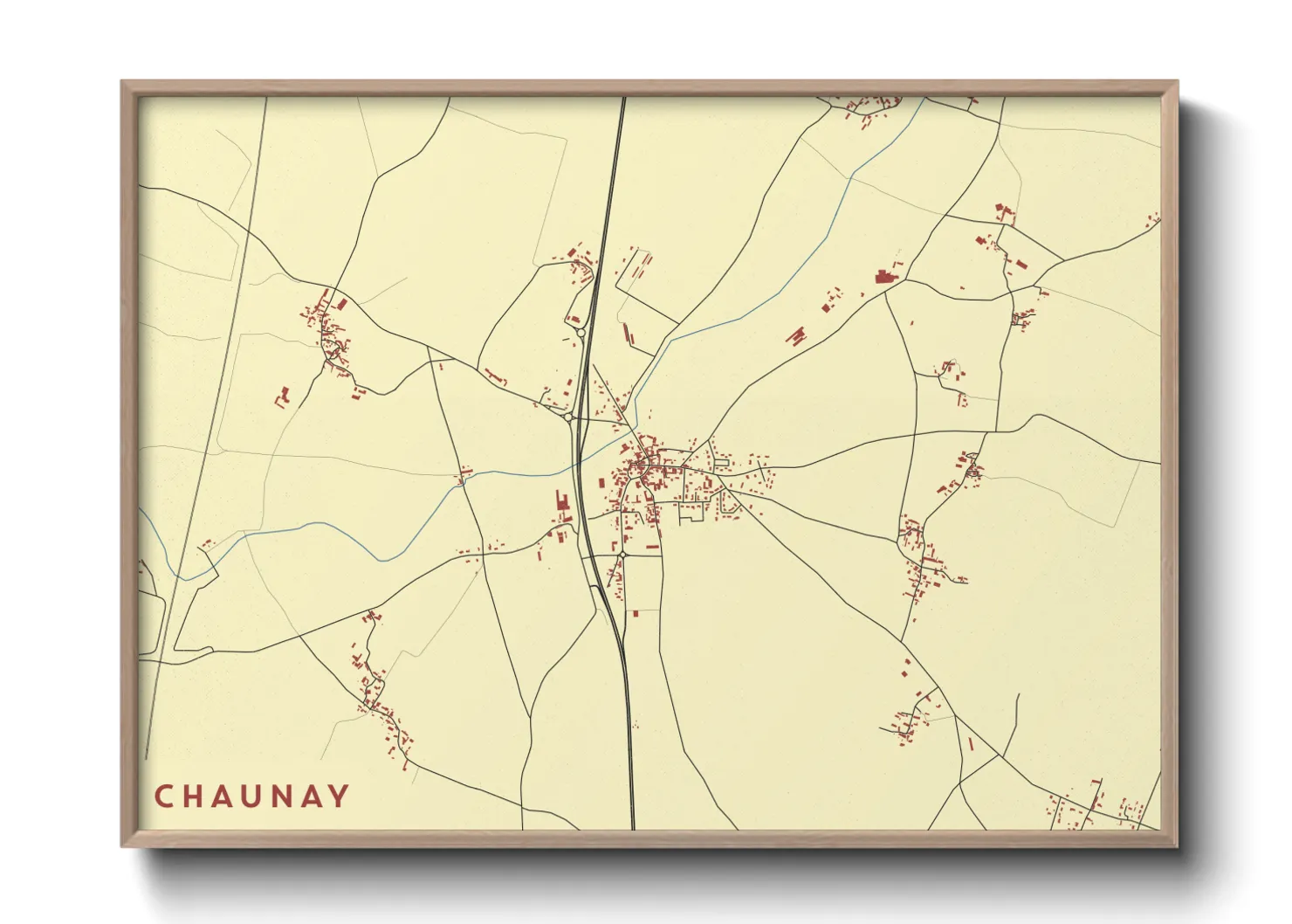 Une affiche de carte sur Chaunay